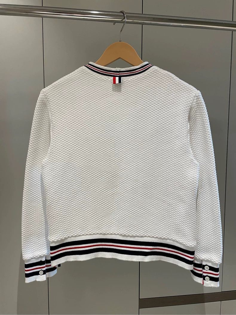 Thom Browne Thom browne White striped pattern knitted cardigan jacket 2 Size US XS / EU 42 / 0 - 3 Thumbnail