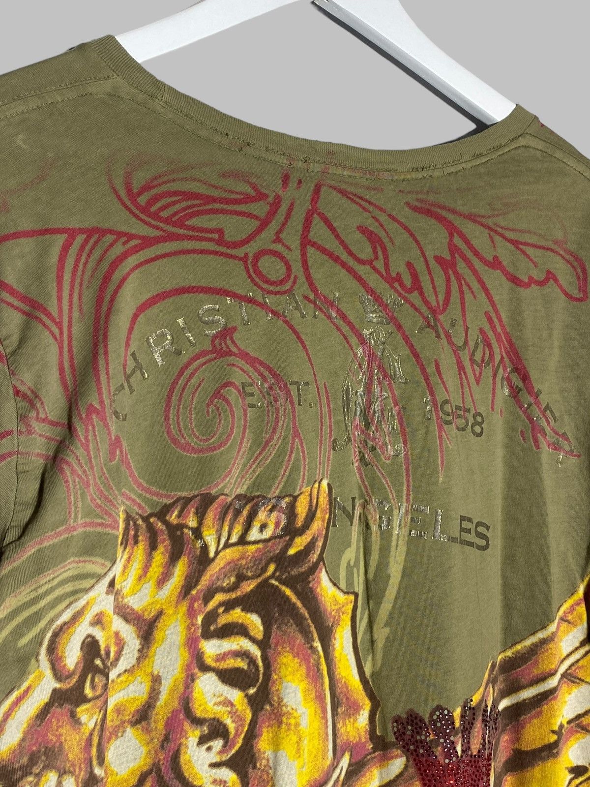 Christian Audigier 🔥 Y2K CHRISTIAN AUDIGIER LAYERED TATTOO DRAGON FLAME PRINT Size US XL / EU 56 / 4 - 16 Thumbnail