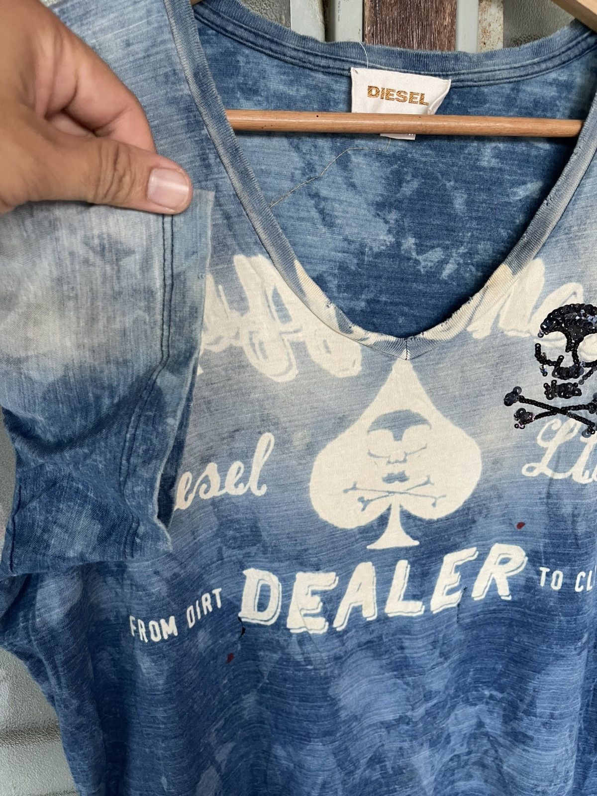 Diesel Vintage Diesel VNeck Distressed Skull Design Shirt Tee Size US XL / EU 56 / 4 - 5 Thumbnail