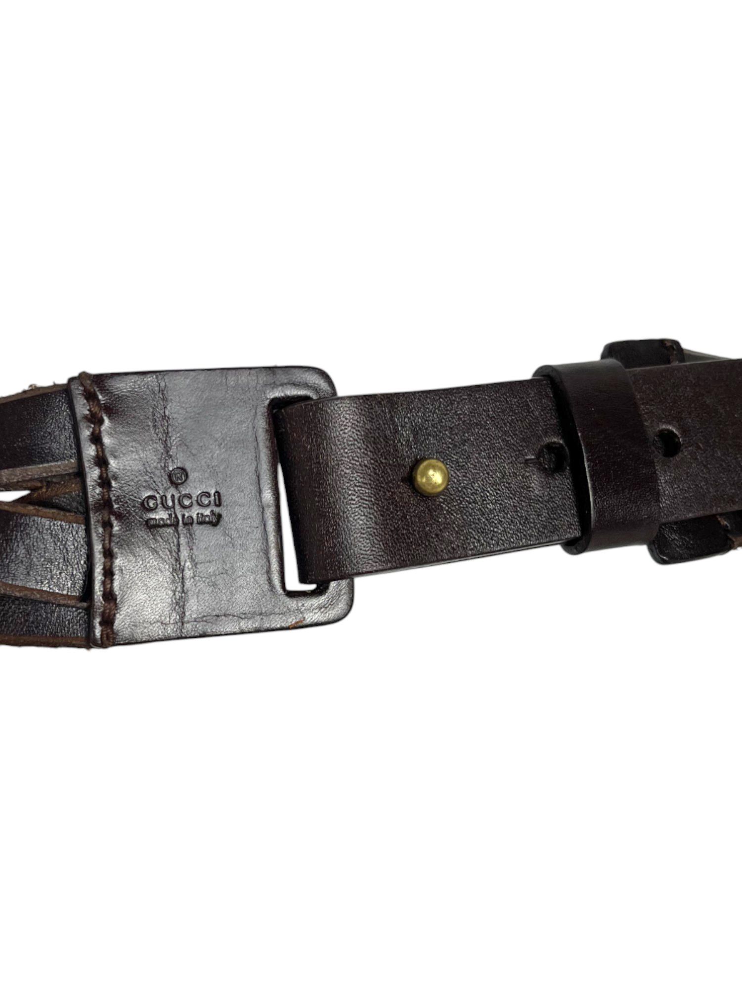 Gucci by Frida Giannini Brown Intrecciato Leather Belt Size ONE SIZE - 5 Thumbnail