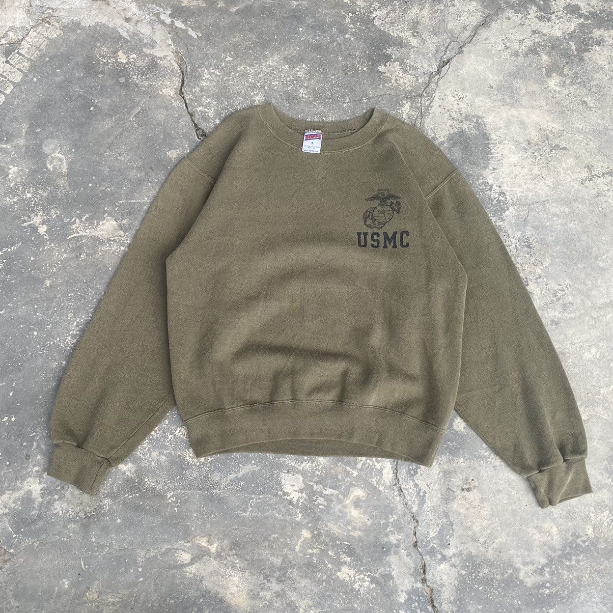 Vintage 90s USMC olive sweatshirt SC011 Size US M / EU 48-50 / 2 - 1 Thumbnail