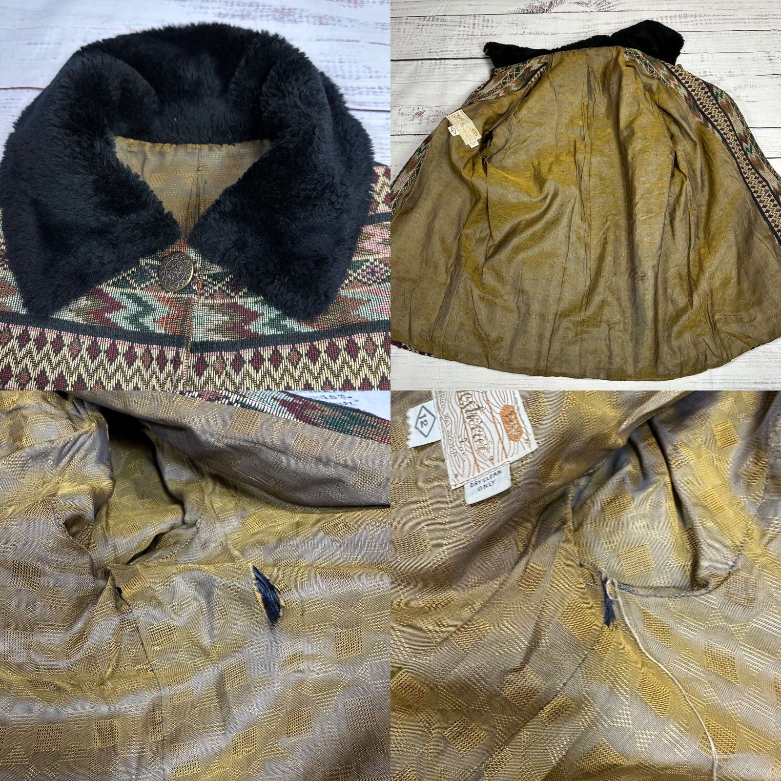 Vintage VINTAGE Tregos Westwear Womens Aztec Print Jacket Sz 12 Brown Faux Fur Collar Jacket Women 12 Brown Aztec Print Size XL / US 12-14 / IT 48-50 - 8 Thumbnail