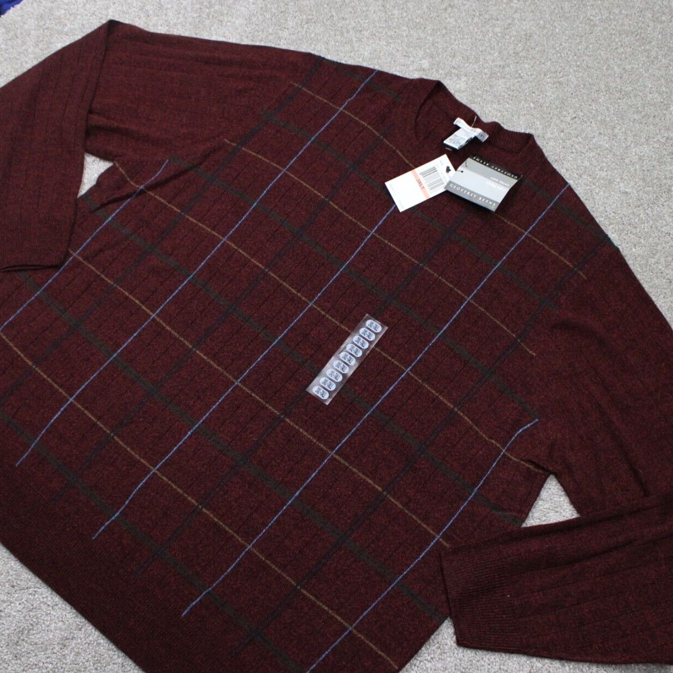 Geoffrey Beene Geoffrey Beene Sweater Mens 3XLT XXXL-Tall Red Acrylic L/S Pullover Knit Geometric Pattern Vintage: No Men’s 3XLT Big & Tall Size US XXL / EU 58 / 5 - 3 Thumbnail