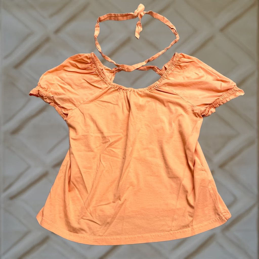 J.Crew J. Crew Tie Back Peasant Top Womens XS Orange Cotton Ruffles Puff Sleeve Casual Shirt Blouse Girls/ Women? Size XS / US 0-2 / IT 36-38 - 1 Thumbnail