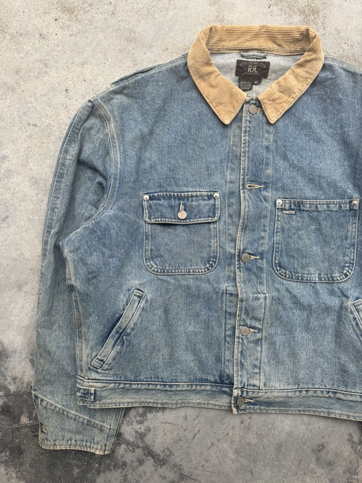 RRL Ralph Lauren × Ralph Lauren × Vintage Vintage RRL corduroy collar denim jacket ralph lauren Size US XL / EU 56 / 4 - 4 Thumbnail