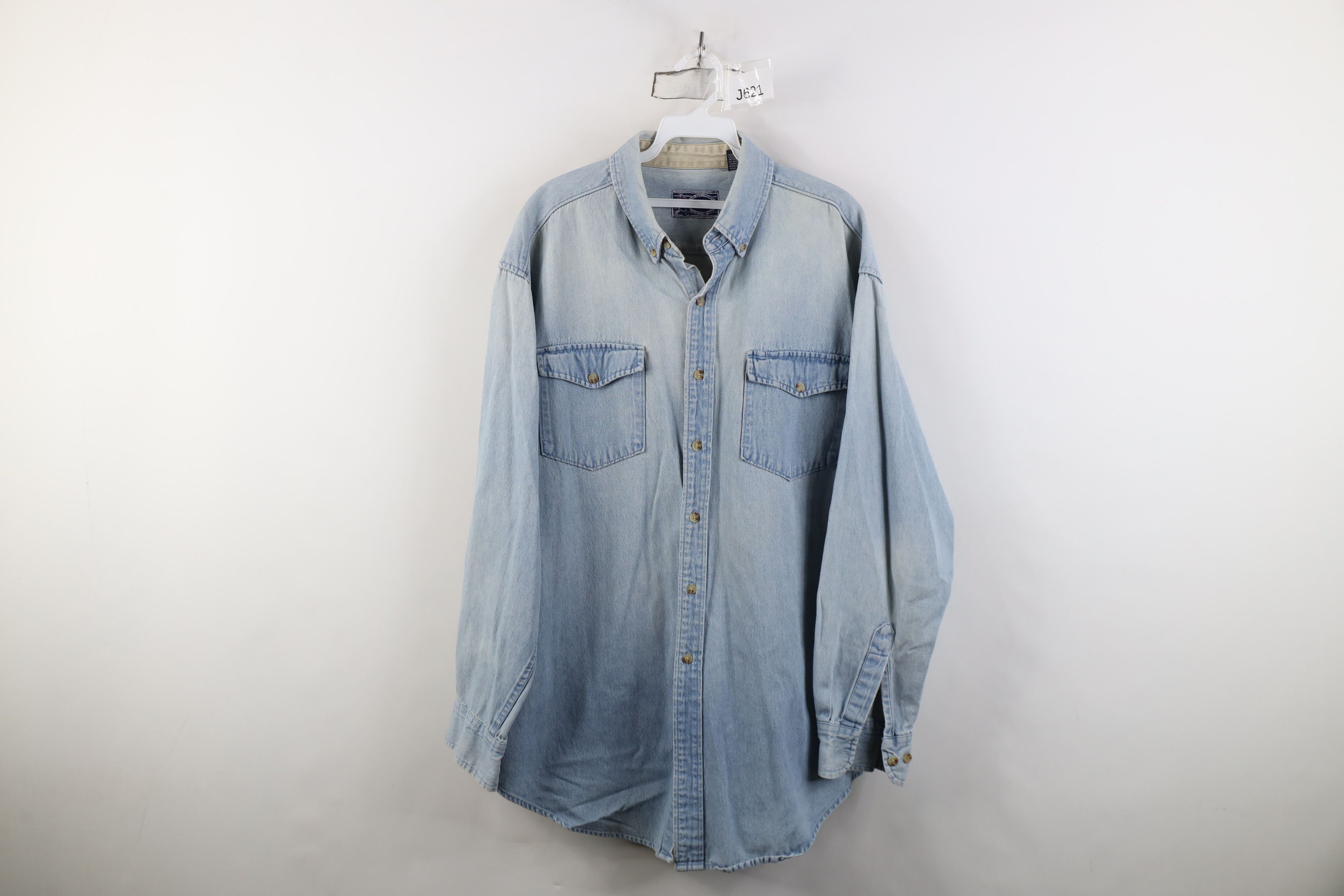 Vintage Vintage 90s Streetwear Baggy Denim Jean Button Shirt Blue Size US L / EU 52-54 / 3 - 1 Thumbnail
