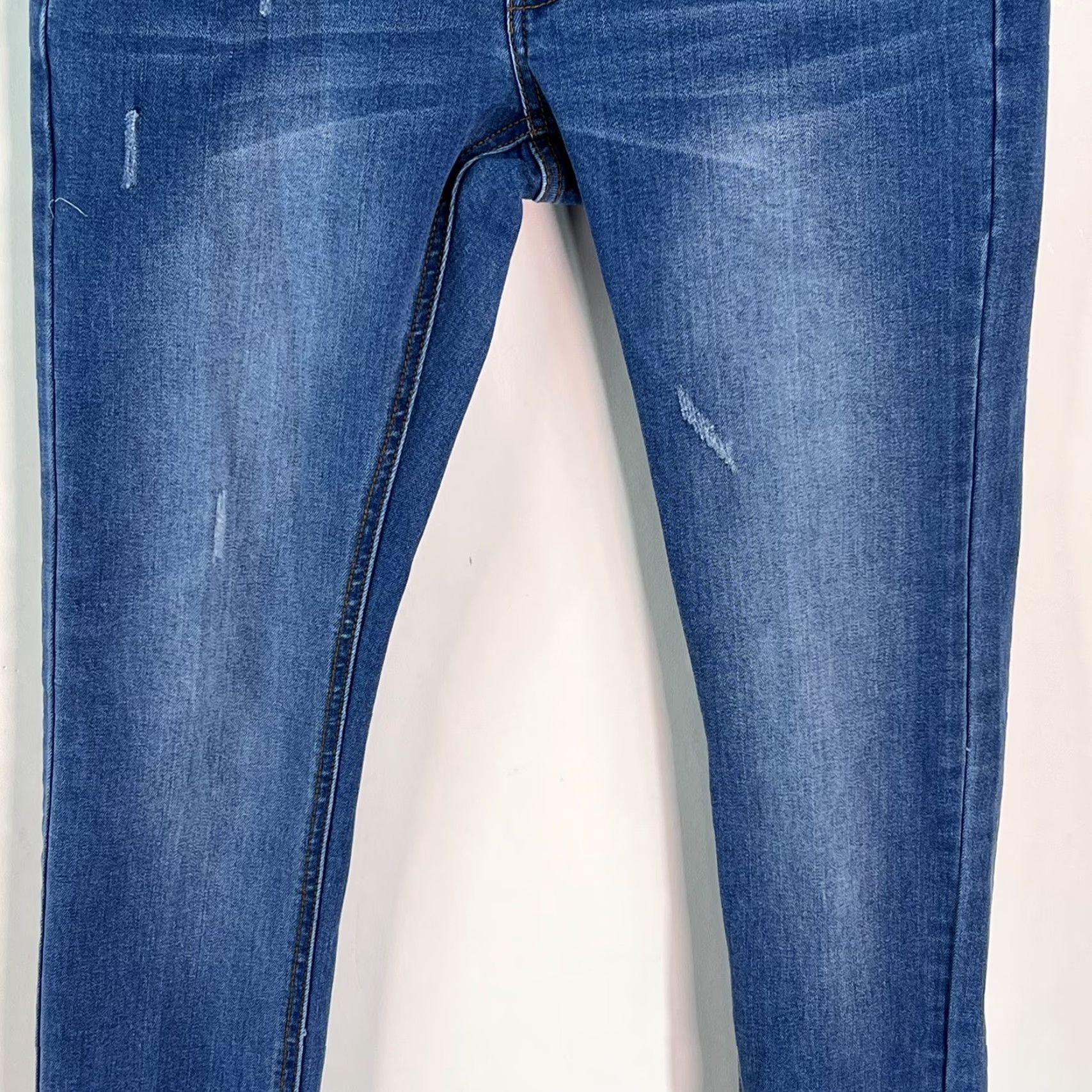 Denime Vassari Jeans Mens Low Rise Distressed Skinny Blue Denim 30x31 5-Pocket Regular Inseam 31 Vintage No Size US 30 / EU 46 - 3 Thumbnail