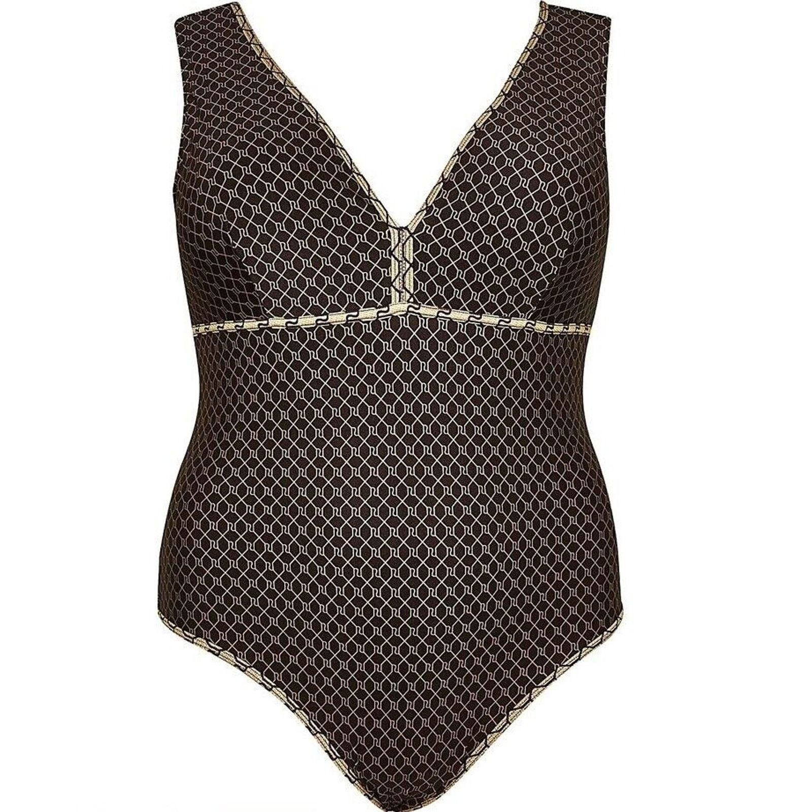 River Island River Island Women Brown One-Piece Swimsuit Plus Size US 18 Size ONE SIZE - 5 Thumbnail