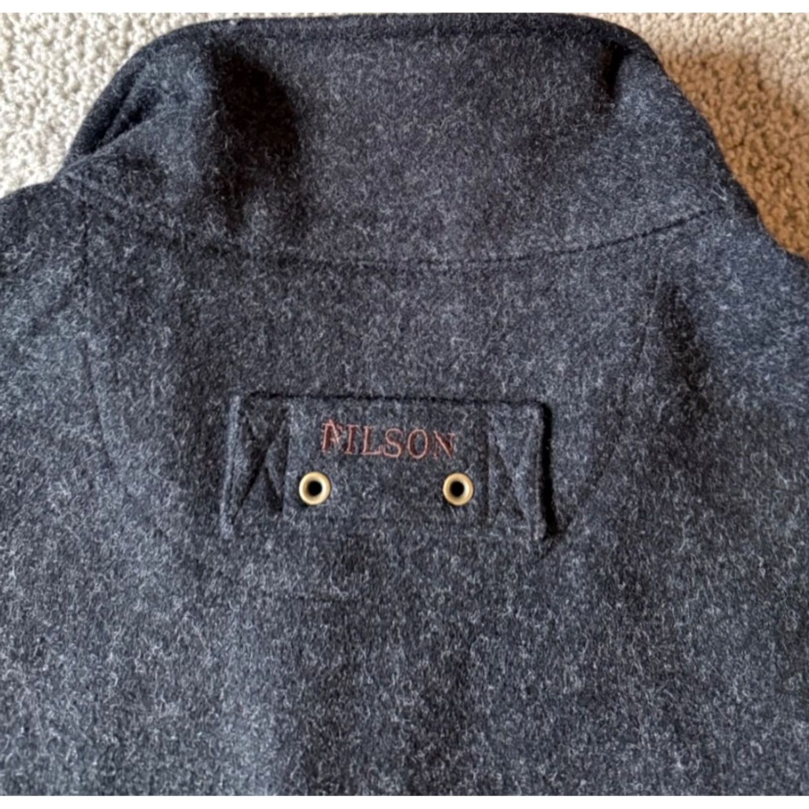 Filson VINTAGE Filson Men's Zip Front Wool Jacket Charcoal 2XL ZIP Front Waist Cinch Casual Outdoor USA Mens Wool Jacket Size US XXL / EU 58 / 5 - 5 Thumbnail
