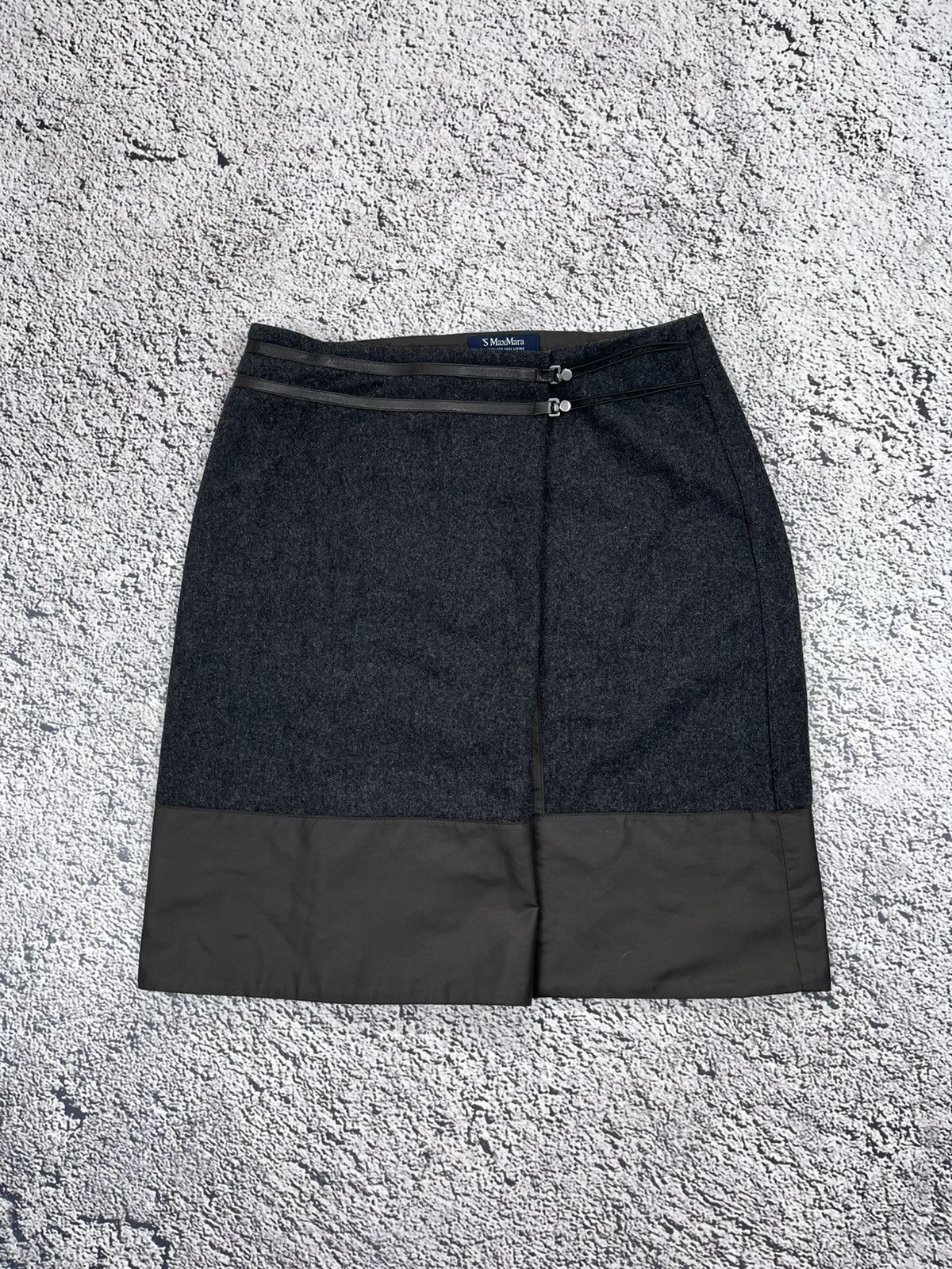 Max Mara S MAX MARA WOOL WRAP SKIRT ARCHIVE LUXURY MINIMALIST GREY Size 27" / US 4 / IT 40 - 1 Thumbnail