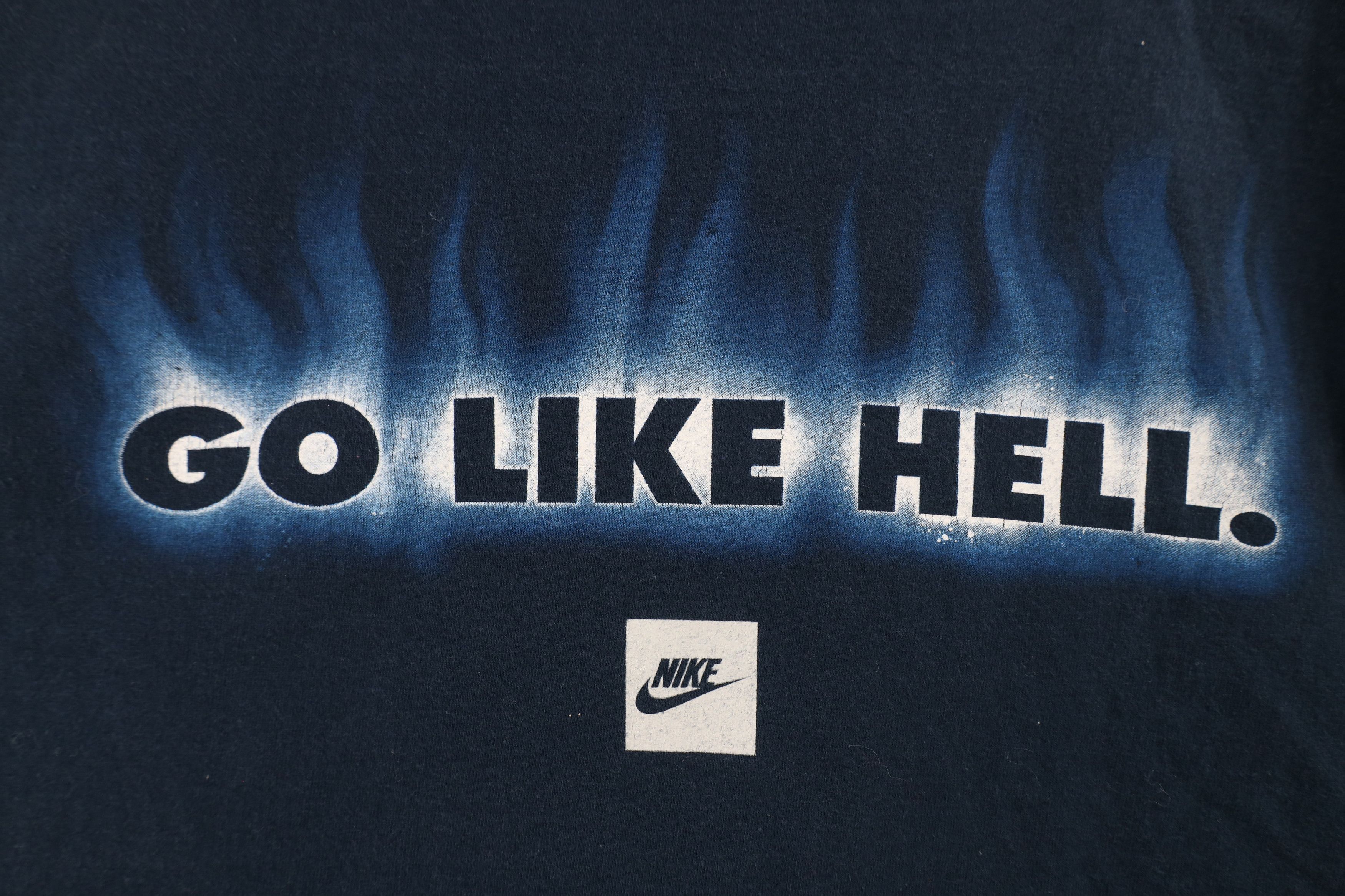 Nike × Vintage Vintage Y2K Nike Center Swoosh Fire Go Like Hell T-Shirt Size US XXL / EU 58 / 5 - 8 Thumbnail