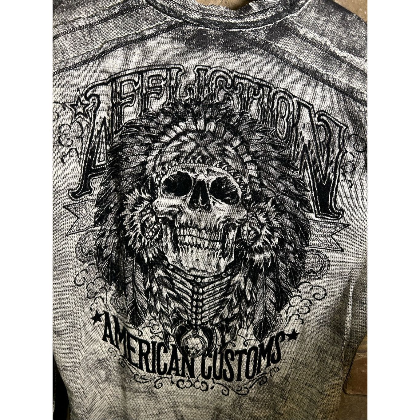 Affliction Vintage 1990s Affliction Thermal Grunge Fire Native Wrench P Size US M / EU 48-50 / 2 - 6 Thumbnail