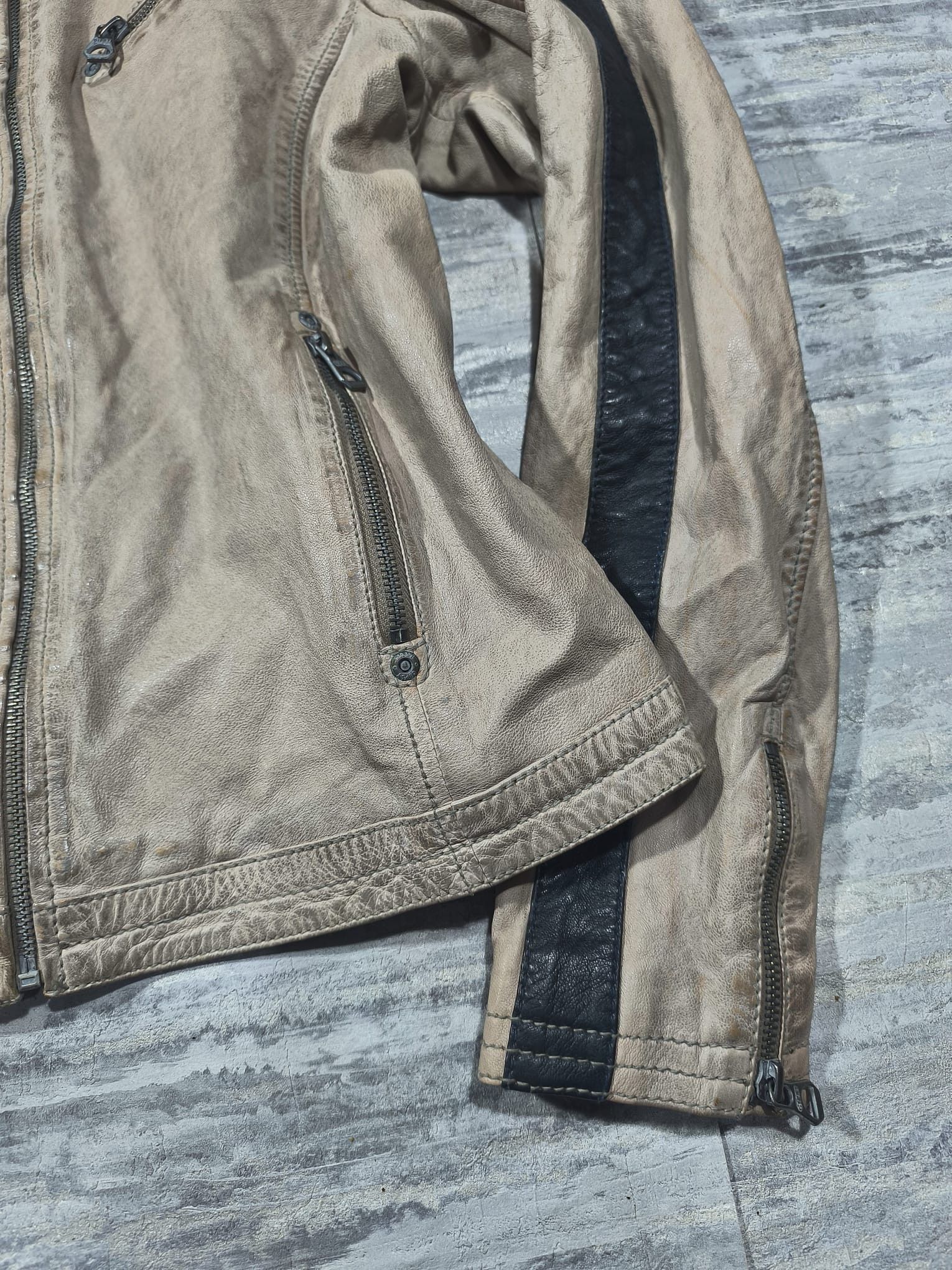 Leather vtg archive beige tan real leather moto racer jacket Size M / US 6-8 / IT 42-44 - 5 Thumbnail