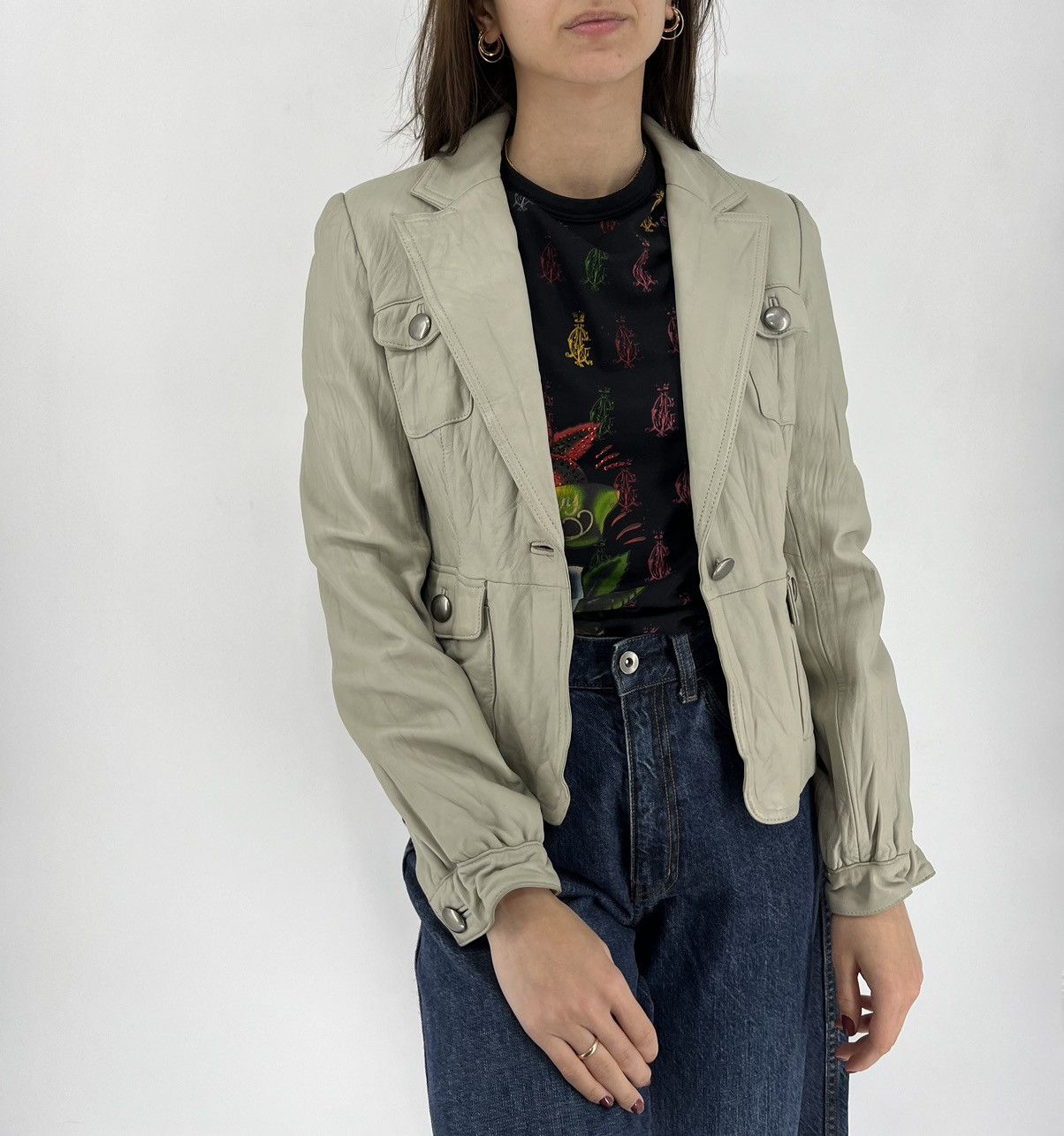 Japanese Brand × Vintage Vintage 00’s Wossivo Moto Leather Racing Y2K Jacket Size XS / US 0-2 / IT 36-38 - 1 Thumbnail