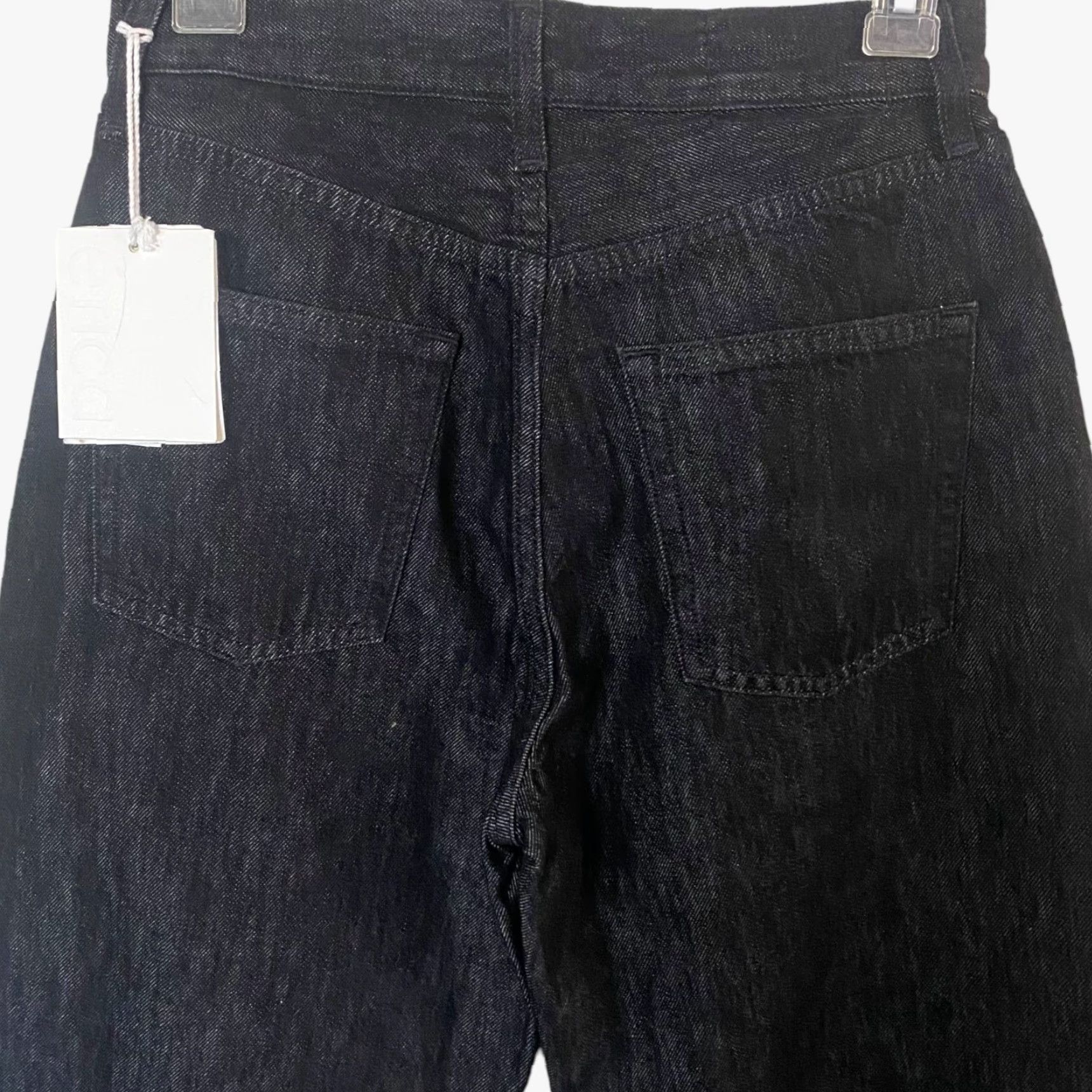 Vintage Ética Tyler Straight Leg Jeans Black Wash Denim High-Rise 26 Women/Womens 5-Pocket Style Button Fly Raw Hem denim Trending Sustainable New Size 26" / US 2 / IT 38 - 6 Thumbnail
