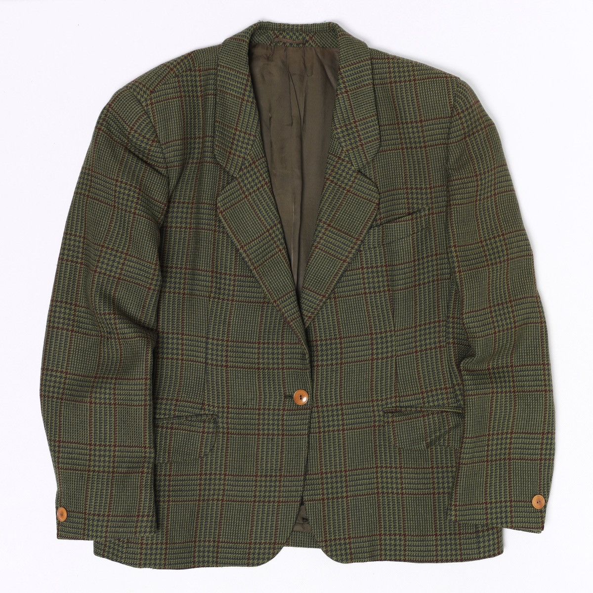Burberry Burberrys Vintage Wool Green Tweed Blazer Jacket Plaid Size M / US 6-8 / IT 42-44 - 1 Thumbnail