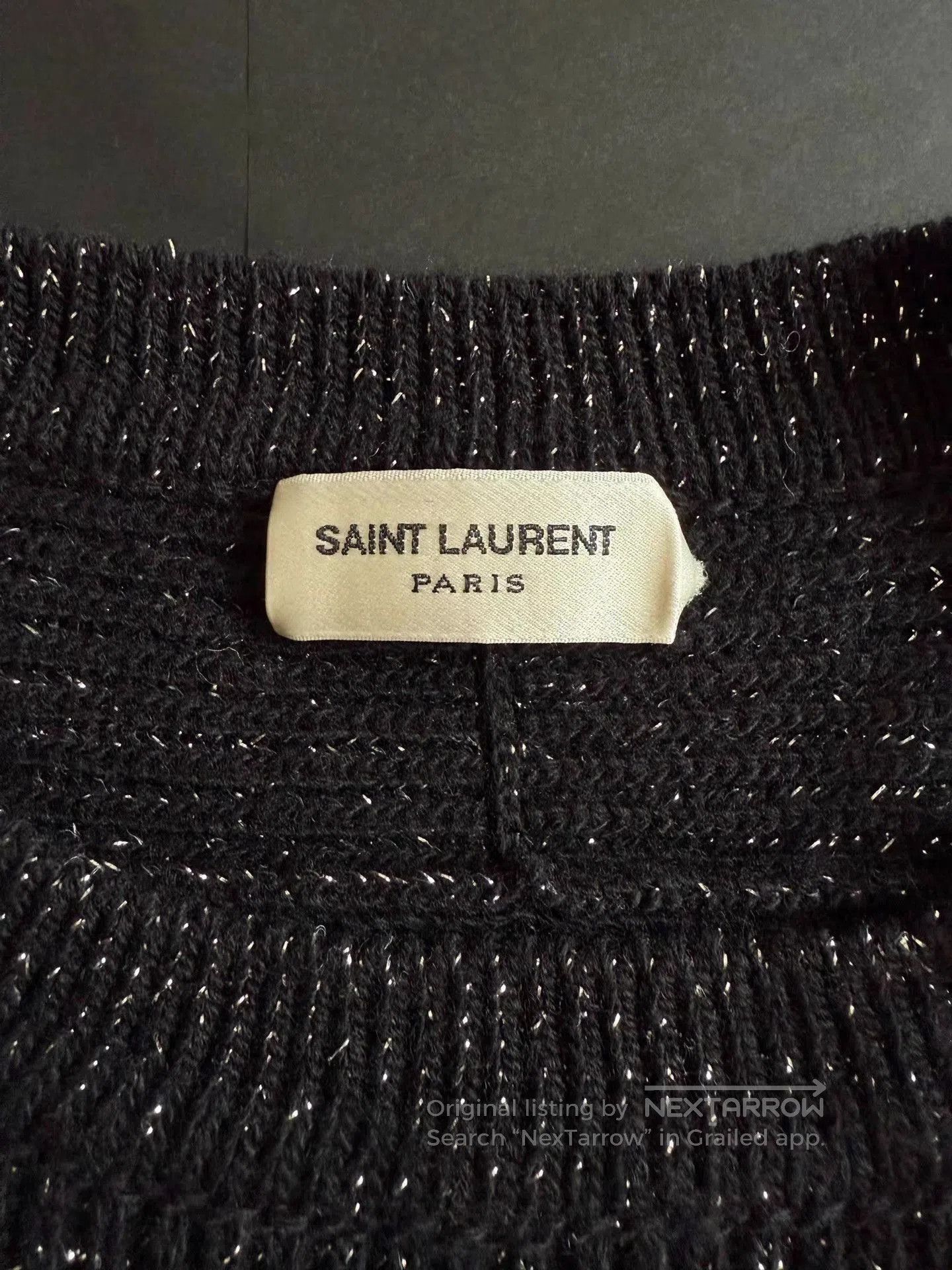 Saint Laurent Paris Black Sparkle Ribbed Knit Sweater. Size US L / EU 52-54 / 3 - 7 Thumbnail