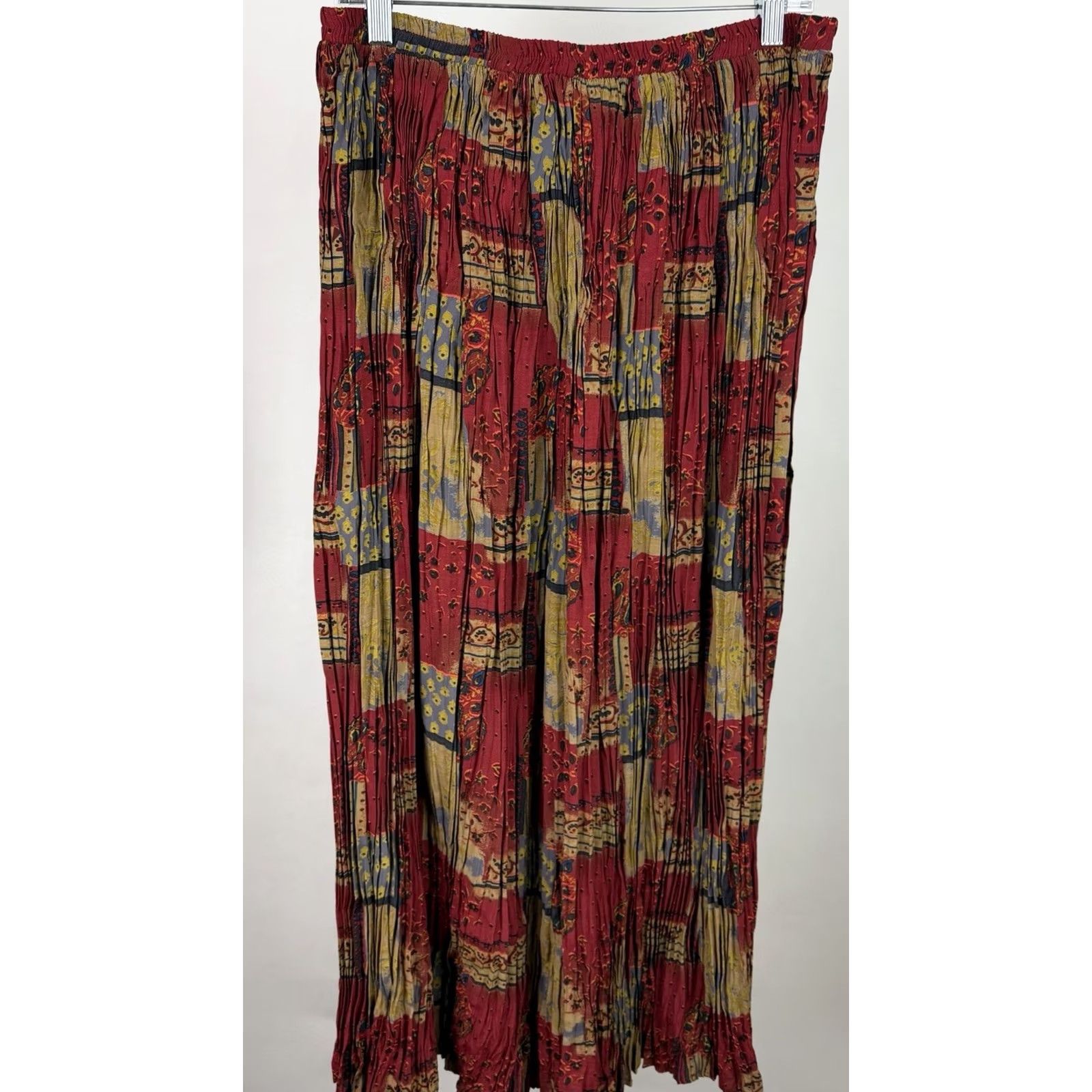 Coldwater Creek VINTAGE Coldwater Creek Skirt Womens Large Crinkle Pleated Rayon Maxi Skirt Western Red 90s Size 36" / US 14 / IT 50 - 4 Thumbnail