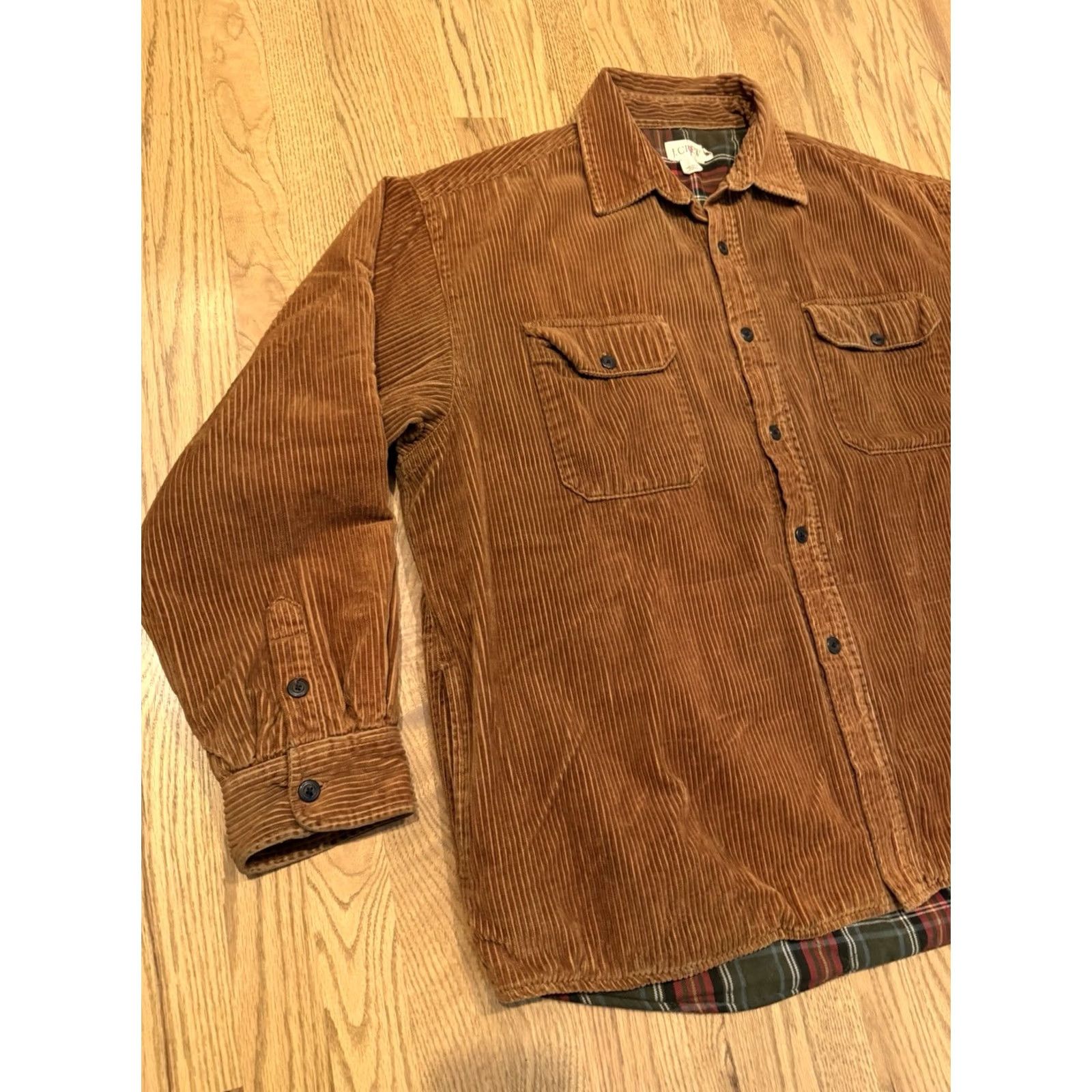 J.Crew VINTAGE J.CREW OARSman Shacket Corduroy Button Up Shirt Jacket Mens XL Brown Lined Pockets 90s Retro Size US XL / EU 56 / 4 - 4 Thumbnail
