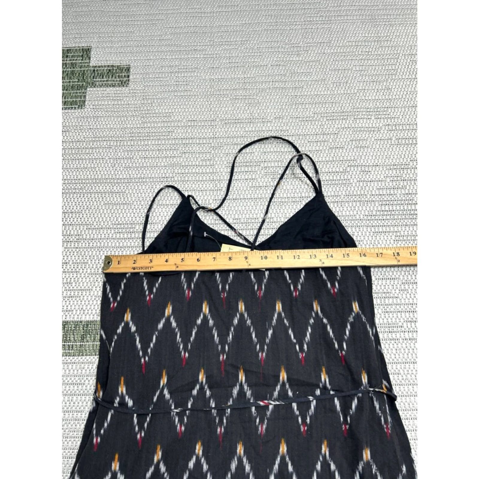 Loft VINTAGE Loft Strappy Cami Dress Womens 8P Black Chevron Zig Zag Cotton Tie Waist New Size M / US 6-8 / IT 42-44 - 7 Thumbnail