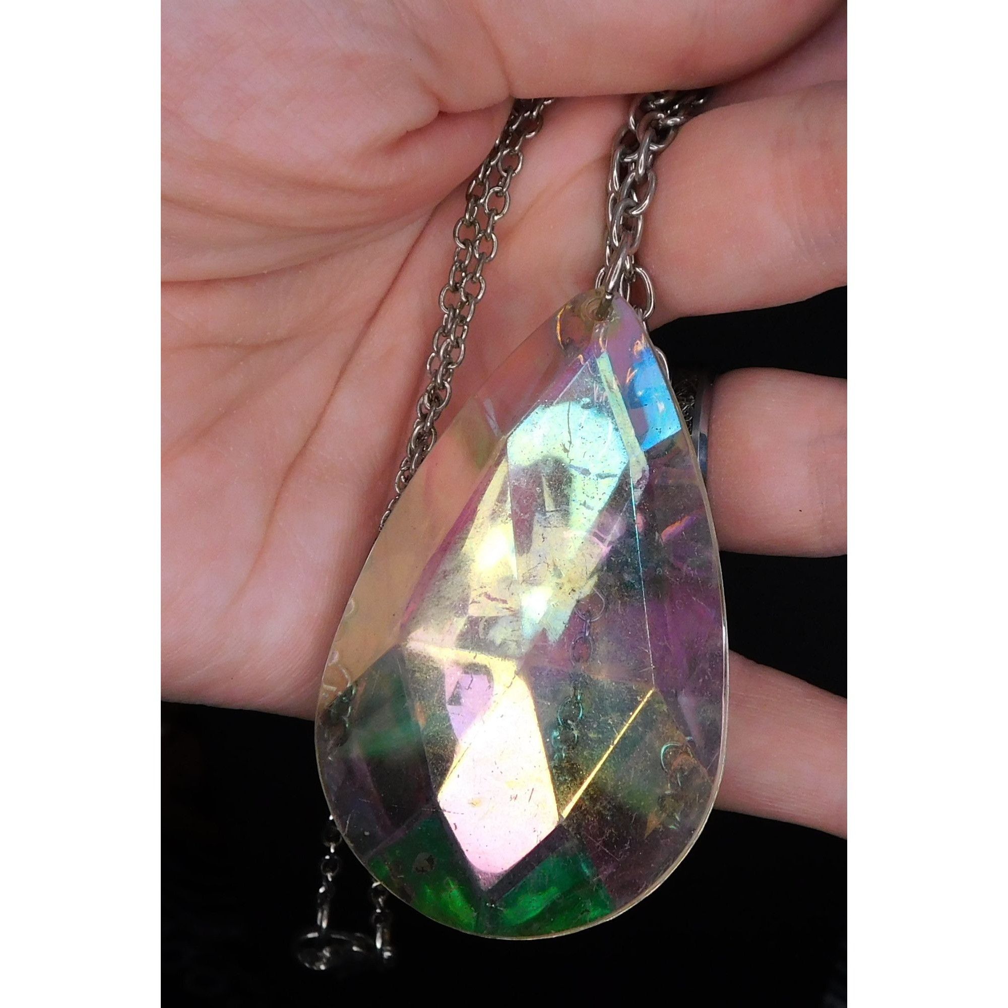 Other Vintage Fantasy Oversized Rainbow Teardrop Y Necklace Size ONE SIZE - 4 Thumbnail