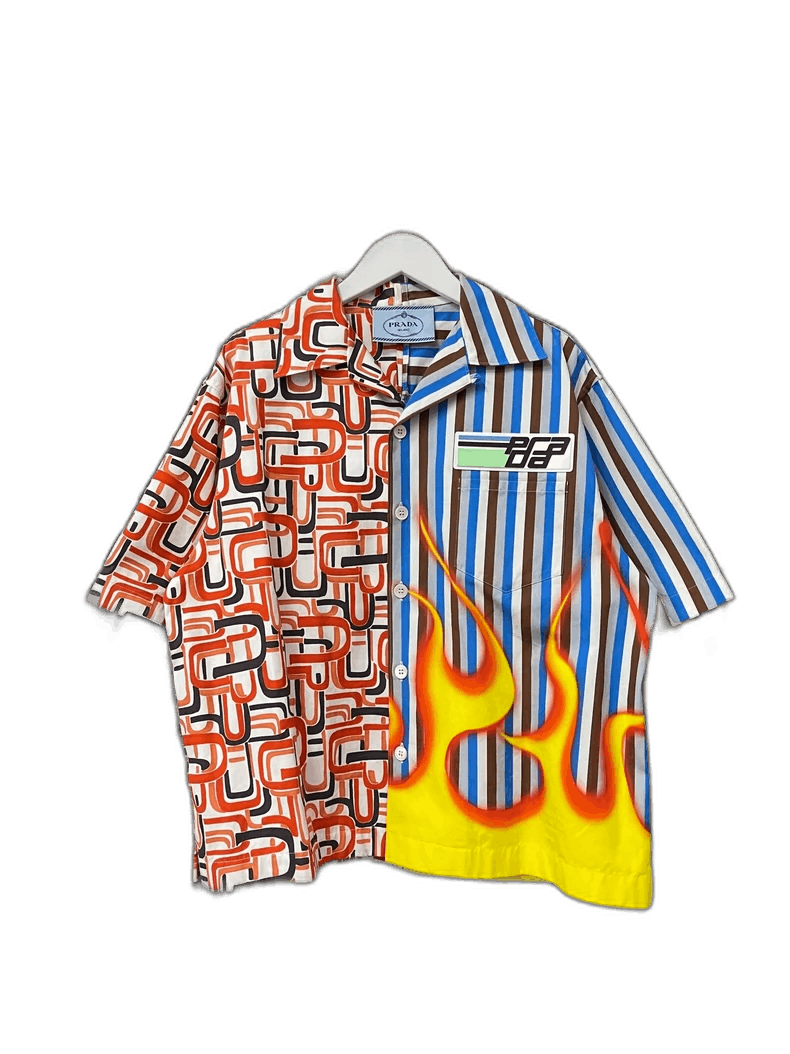 Prada Prada Short Sleeve Flame Pattern Shirt-2506 Size US S / EU 44-46 / 1 - 1 Thumbnail