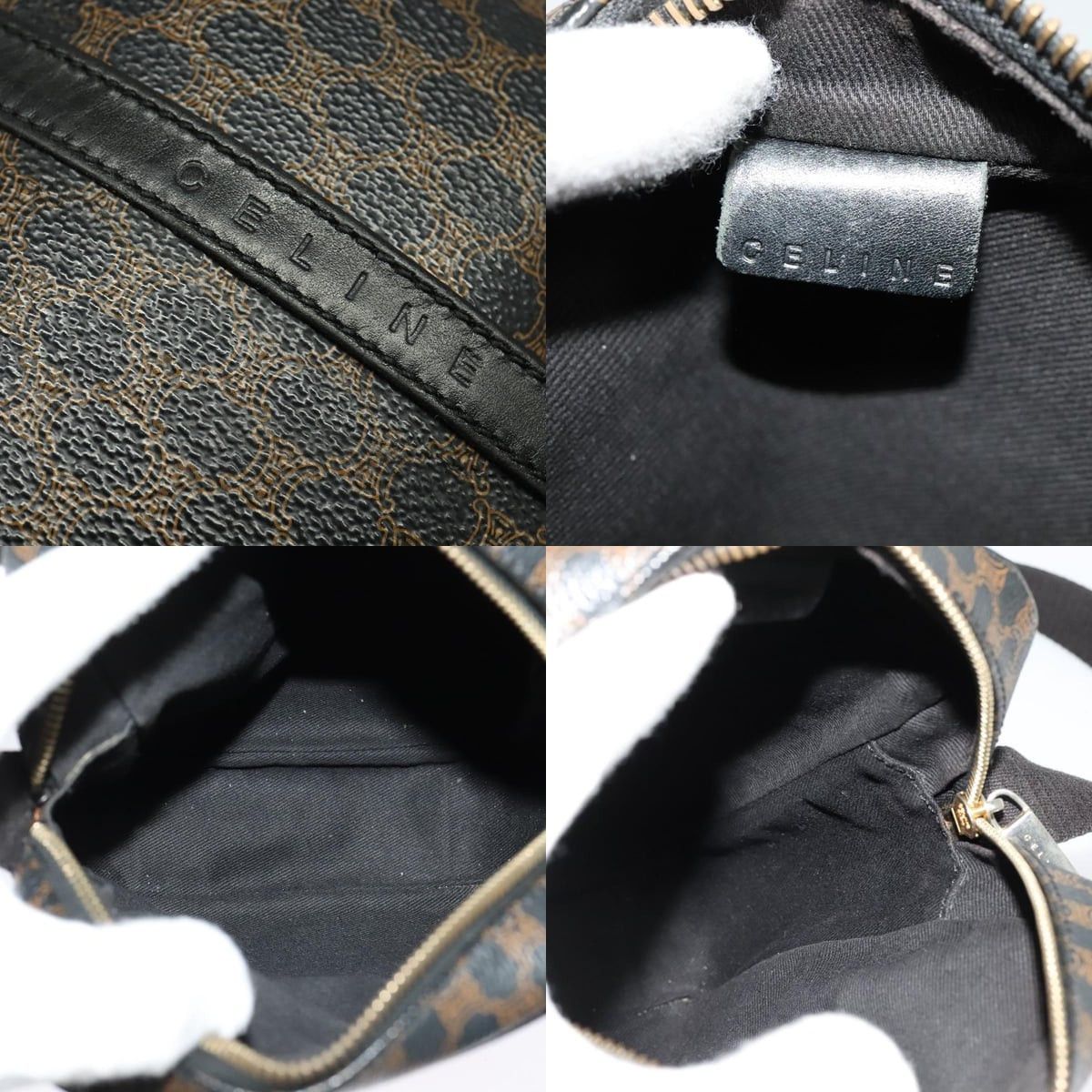 Celine CELINE Macadam Canvas Shoulder Bag Pvc Leather Black Gold Size ONE SIZE - 11 Thumbnail