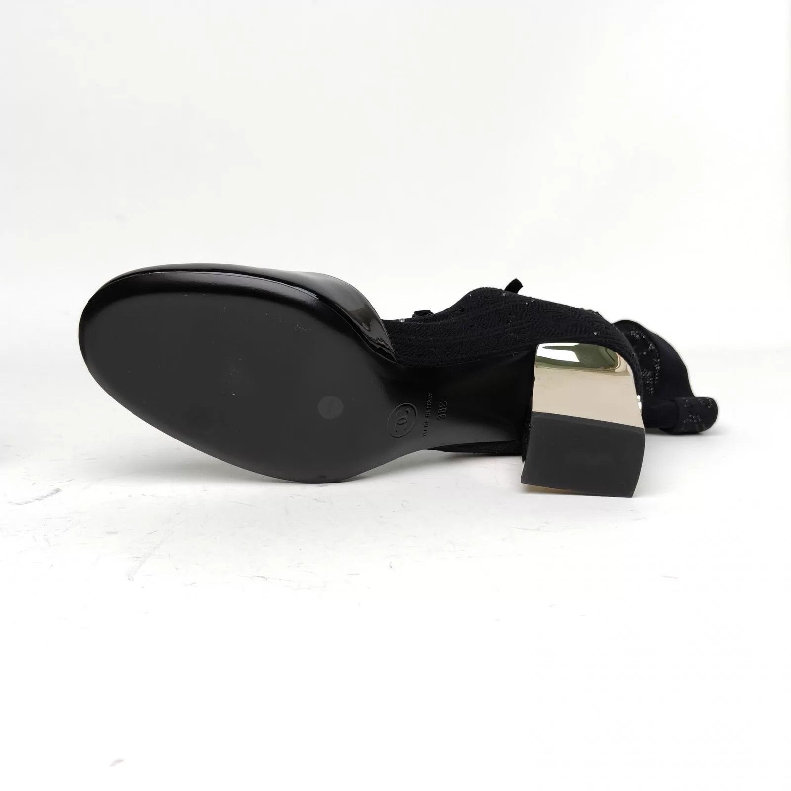 Chanel Chanel 25K Bow Patent Leather Sock Heels EUR 38 Size US 7.5 / IT 37.5 - 3 Thumbnail