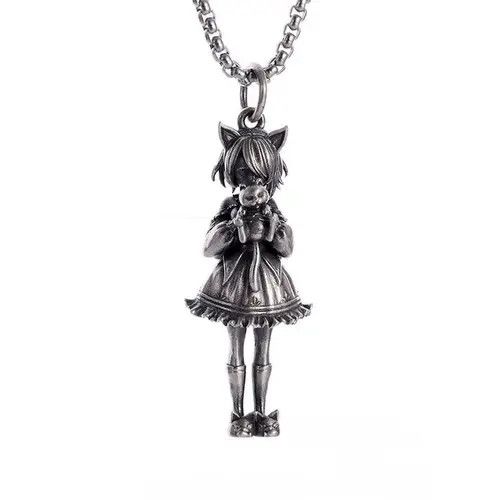 Jewelry Cute Girl Holding A Cat Pendant Size ONE SIZE - 3 Thumbnail