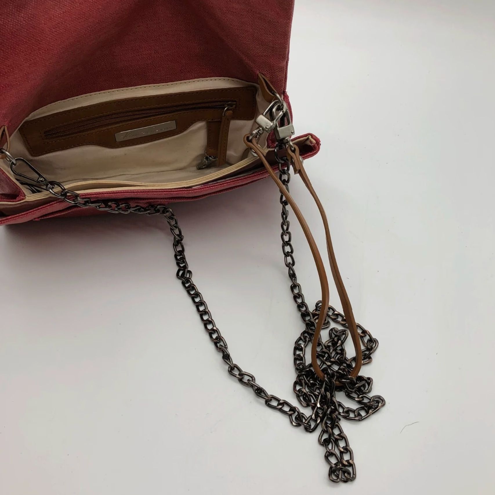 Kenneth Cole KENNETH COLE Crossbody Bag Women's Mini Leather Red Brick Wristlet Chain Purse Size ONE SIZE - 4 Thumbnail