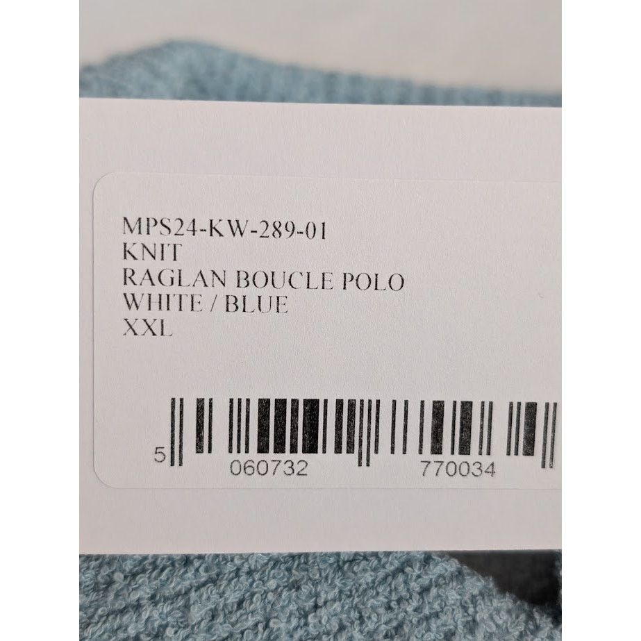 Casablanca o1rshd1 555 / Raglan Boucle Polo Shirt in White/Blue Size US XXL / EU 58 / 5 - 12 Thumbnail
