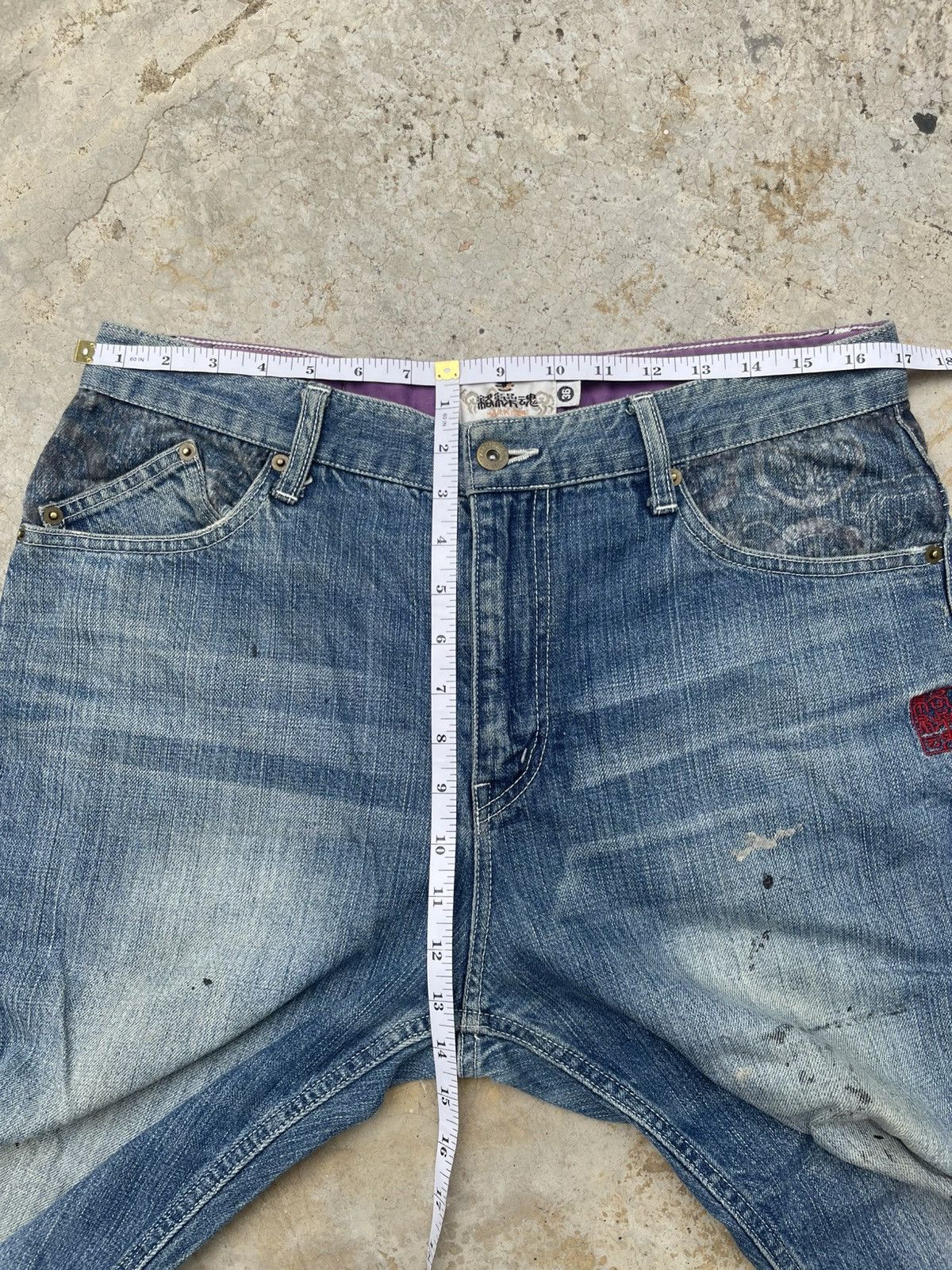 Karakuri Tamashii Karakuri Tamashii Japanese Embroidery Baggy Denim Jeans Size US 36 / EU 52 - 18 Thumbnail