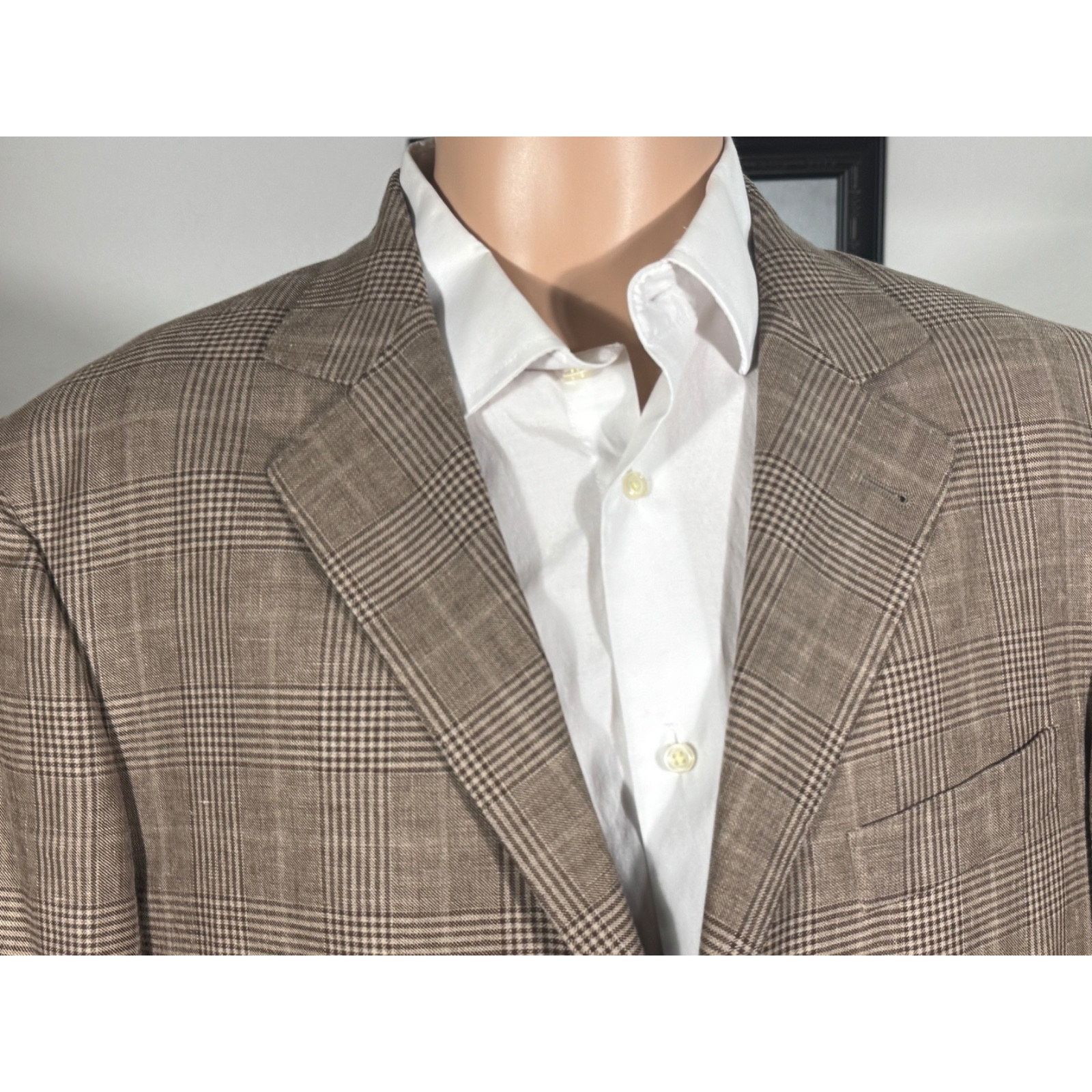 Brunello Cucinelli Brunello Cucinelli Brown Houndstooth Prince Wales Blazer 44R Size 44R - 7 Thumbnail