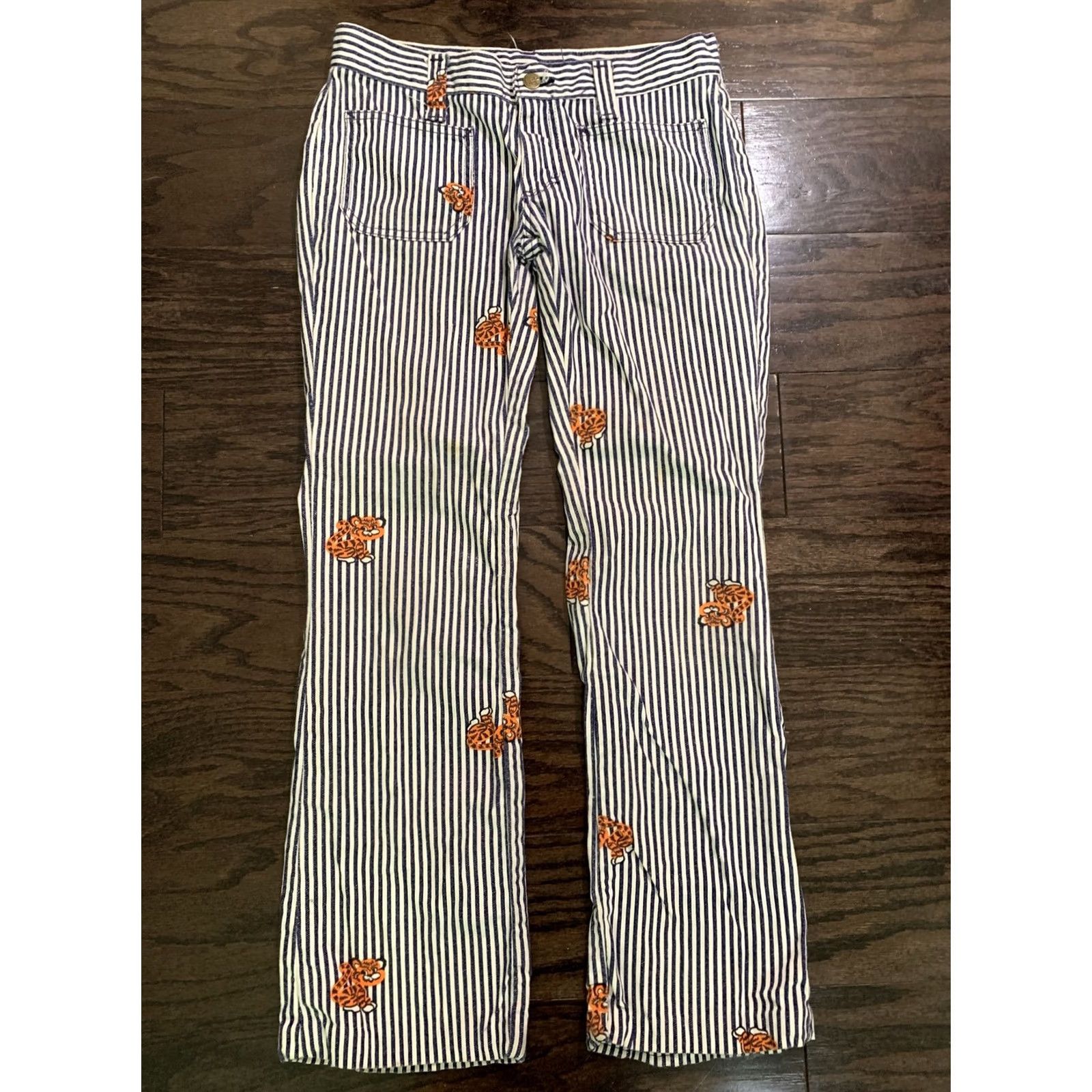 Lee VINTAGE Lee Jeans Womens Size 28x29 Pinstripe Denim Tiger Graphic USA Made Straight N/A Size 28" / US 6 / IT 42 - 5 Thumbnail