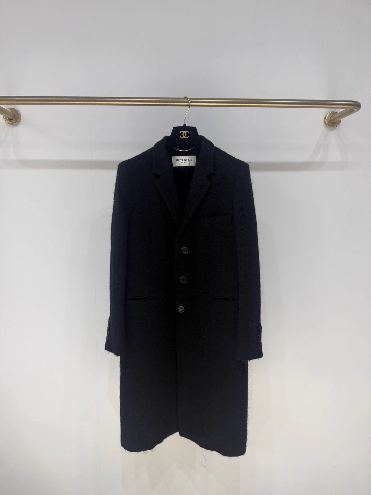 Saint Laurent Paris SLP Mohair Wool Three Button Straight Collar Overcoat 99 New Size M / US 6-8 / IT 42-44 - 1 Thumbnail