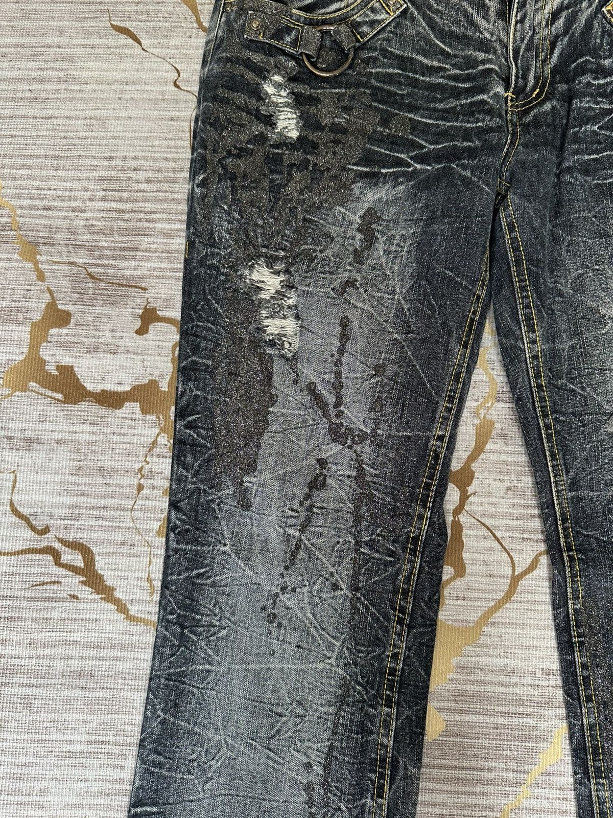 Tornado Mart FLARE Lowbox Premium Distressed Claw Marks Design Denim Size US 32 / EU 48 - 8 Thumbnail