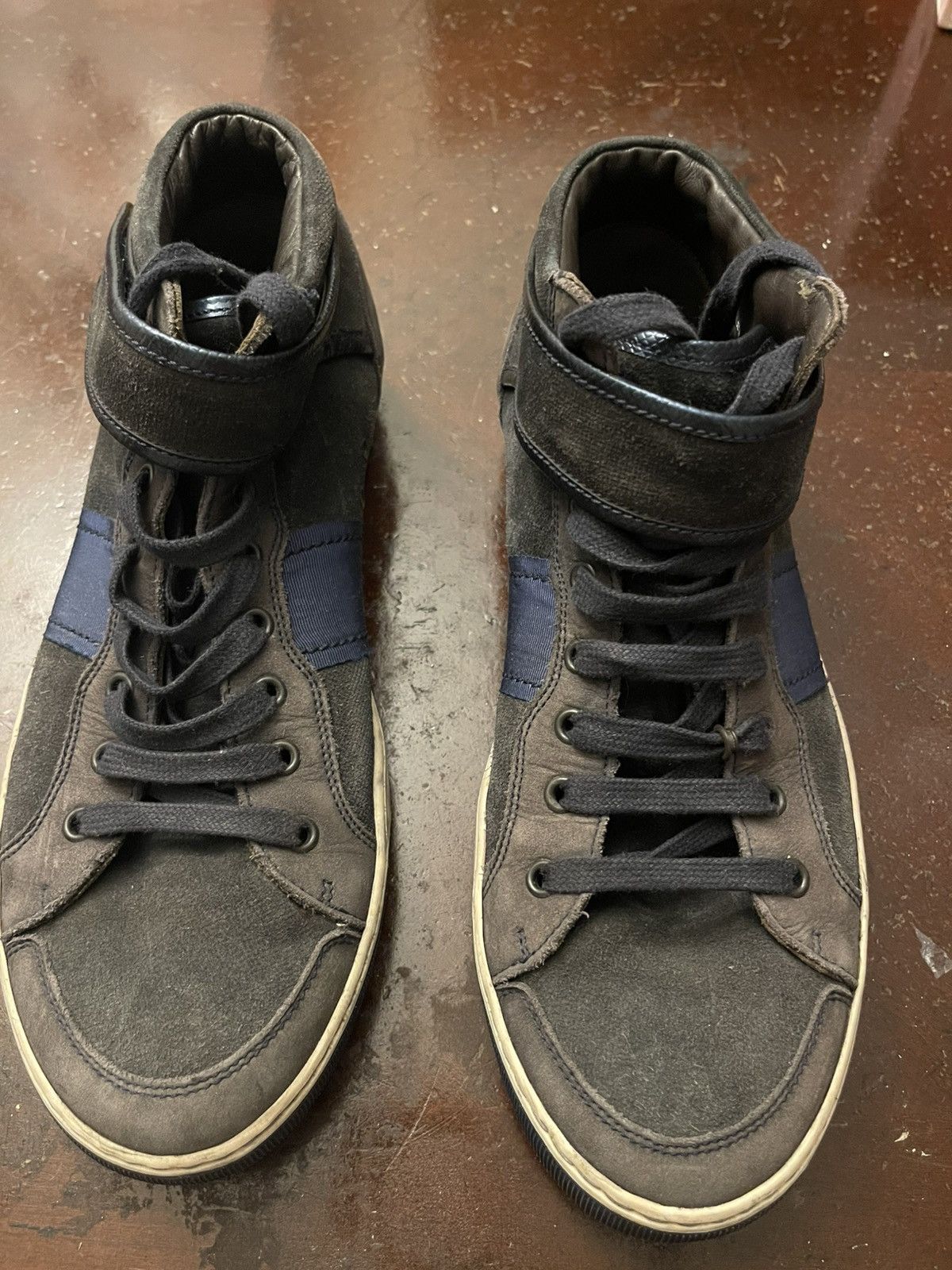 Lanvin Lanvin Mens Size 8 High Top Strap Sneakers Black Suede Size US 8 / EU 41 - 1 Thumbnail