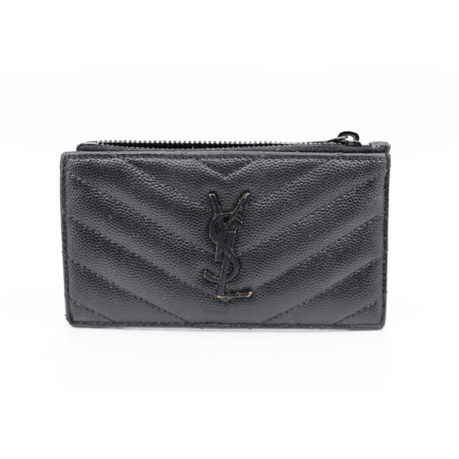 Yves Saint Laurent SAINT LAURENT Cassandre Quilte Leather Logo Card Coin Holder Size ONE SIZE - 1 Thumbnail