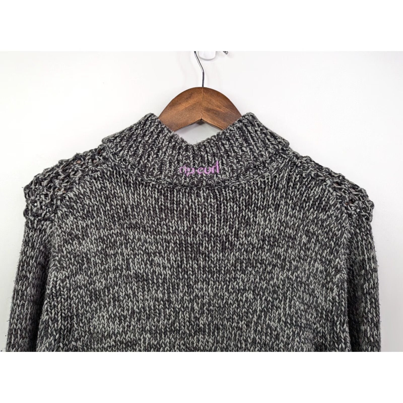 Rip Curl RIP CURL Sweater Cardigan Long Sleeve Open Knit Gray Women’s L Regular Button Cardigan Knit Lightweight Casual Fall Spring Winter Size L / US 10 / IT 46 - 4 Thumbnail