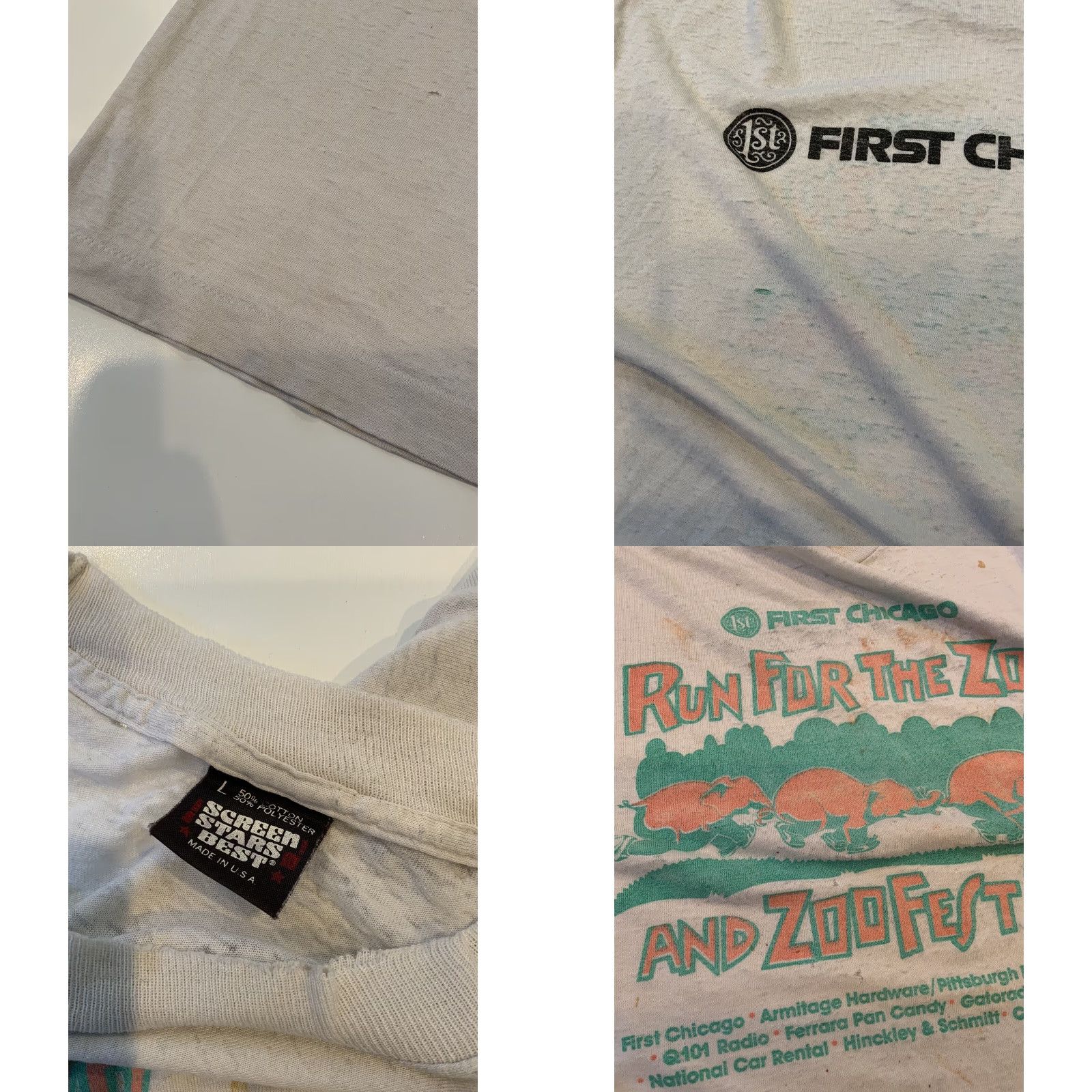 Vintage VINTAGE 1990 Screen Stars Run For The Zoo ZooFest First Chicago Thin T-Shirt LG Shirt Mens Size US L / EU 52-54 / 3 - 8 Thumbnail