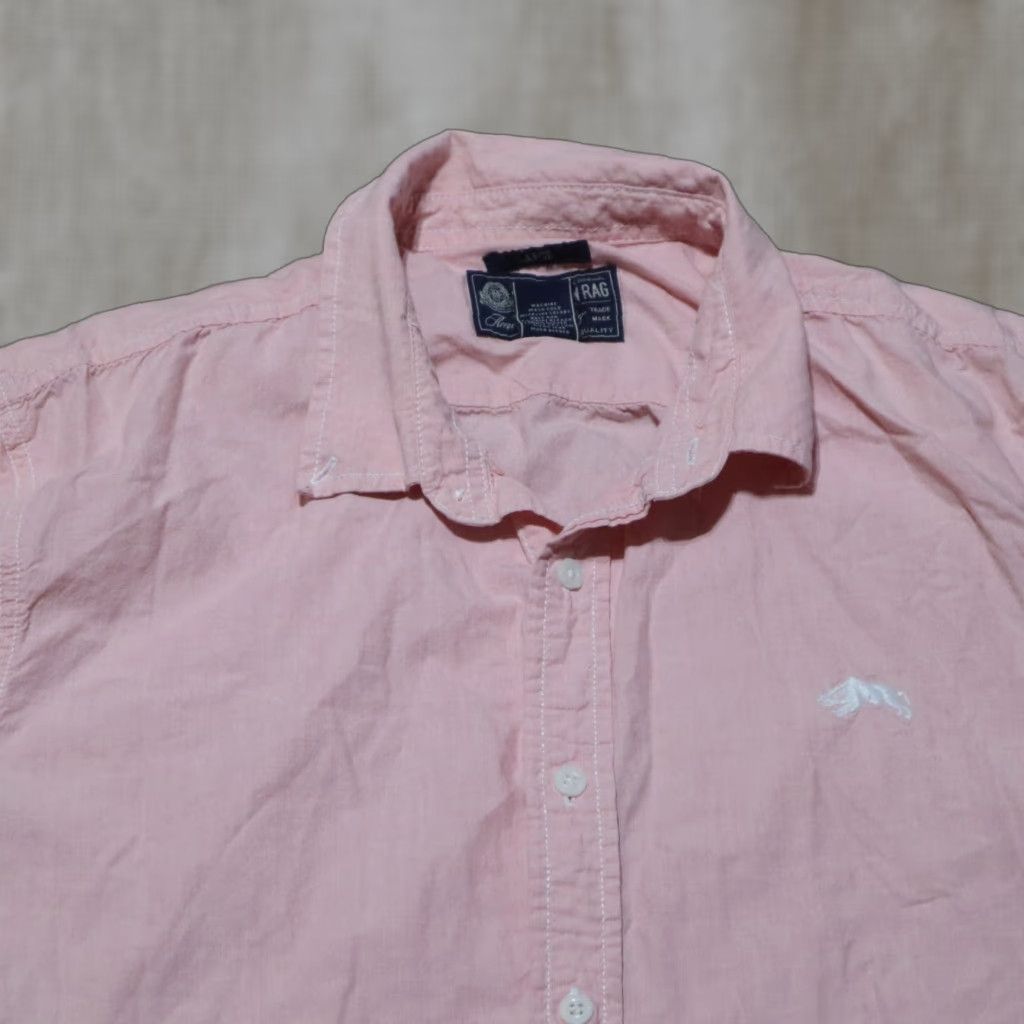 Vintage American Rag Shirt Button-Up Casual Mens Large Pink 100% Cotton Lightweight Long Sleeve Tie-Front Button-Down Regular Large Mens Shirt Size US L / EU 52-54 / 3 - 1 Thumbnail