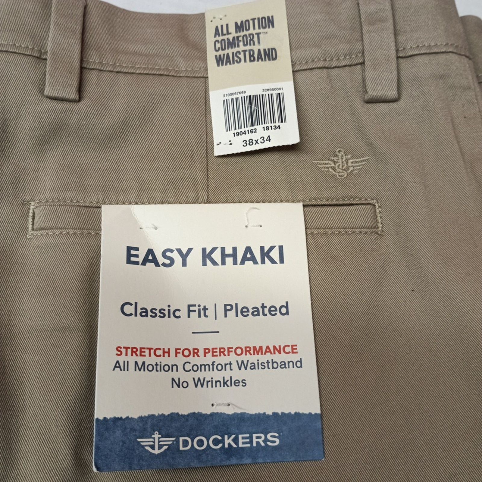 Dockers Dockers Khakis Pants Men's 38x34 Beige Pleated Classic Fit Size US 38 / EU 54 - 2 Thumbnail
