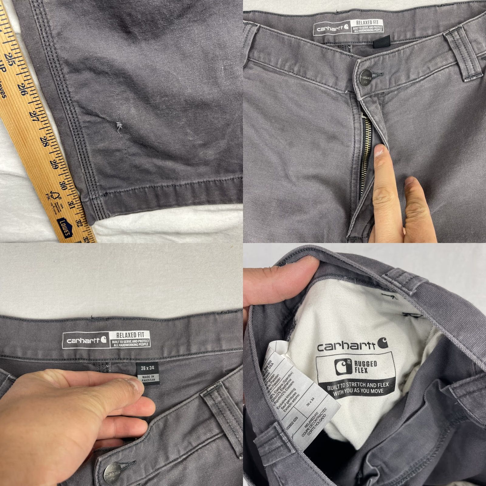 Carhartt Carhartt Pants Mens 36x34 Gray Rugged Flex Canvas 5-Pocket Relaxed Straight Front Workwear Pants Mens Medium? Size US 36 / EU 52 - 8 Thumbnail