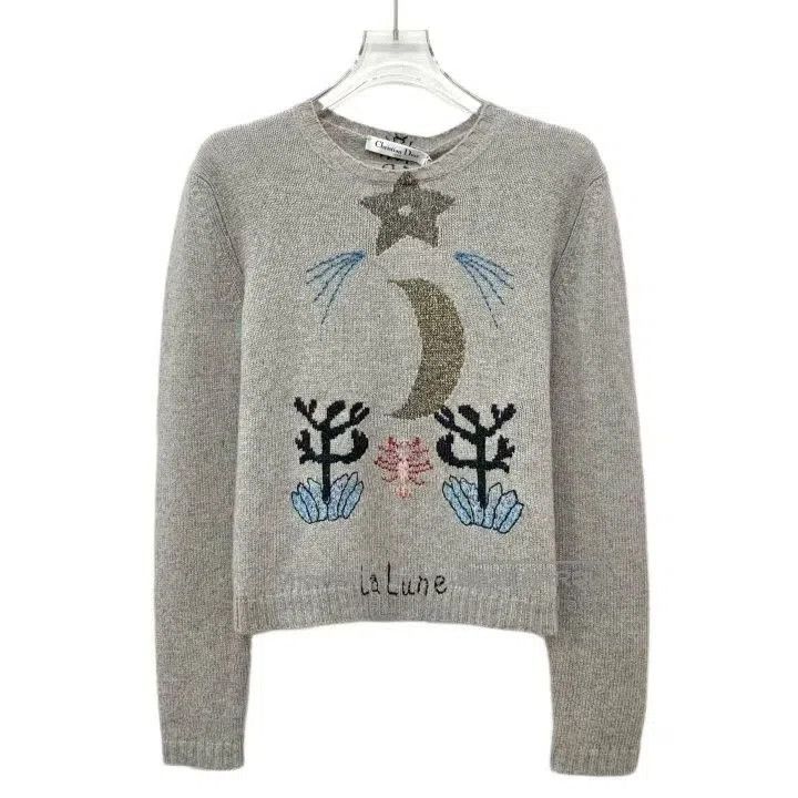 Dior Dior Gray Star Moon Embroidery Cashmere Sweater. Size US M / EU 48-50 / 2 - 1 Thumbnail