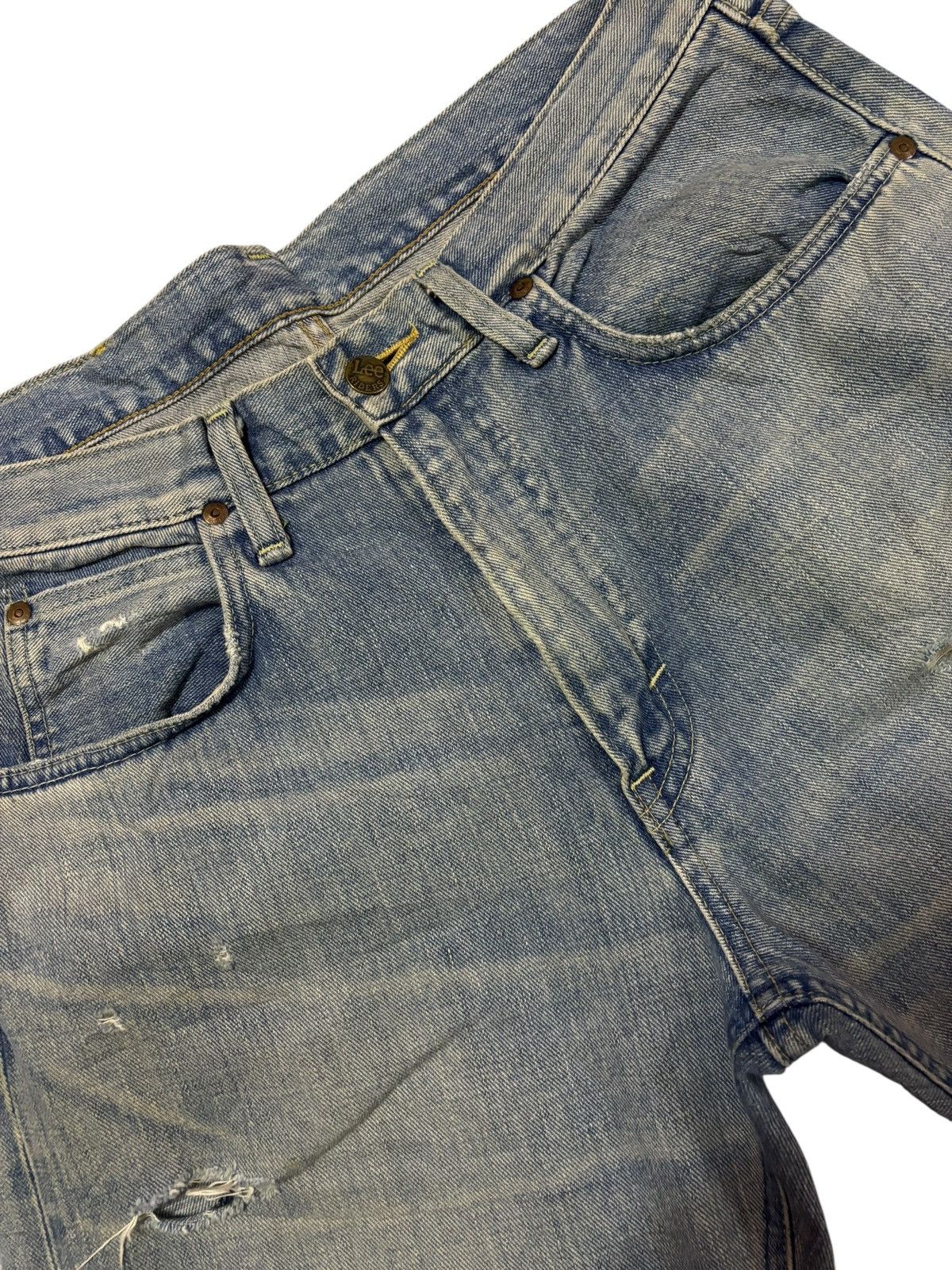 Japanese Brand Vtg Y2k Lee Japan Sashiko Blue Washed Jeans Size US 32 / EU 48 - 4 Thumbnail
