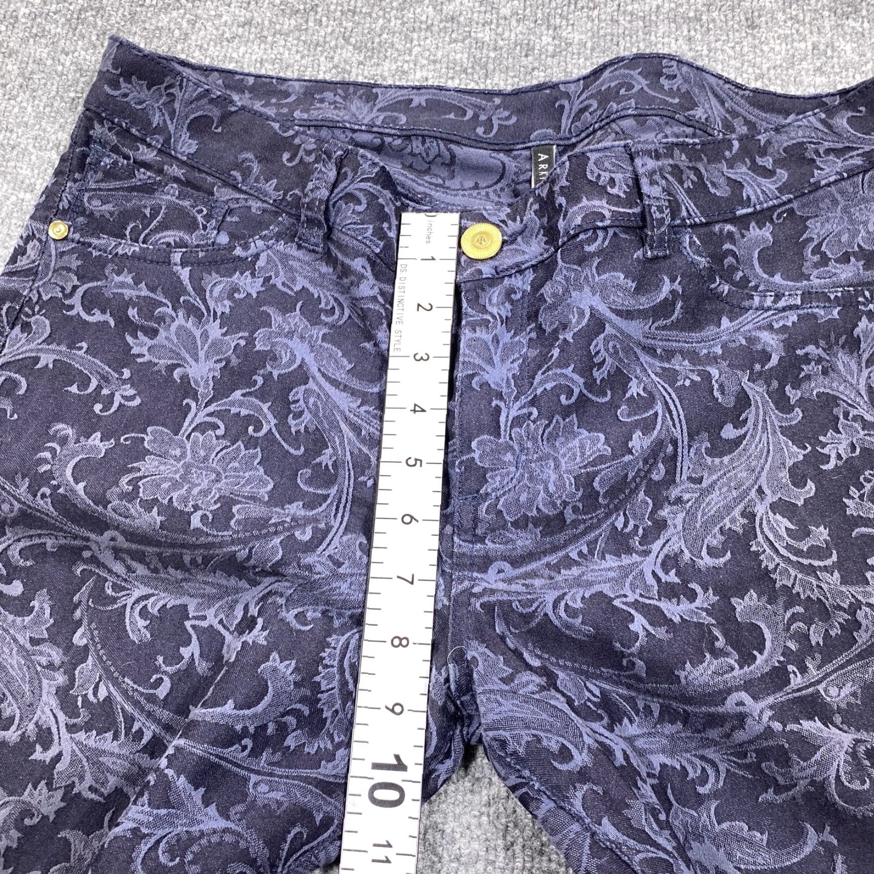 Vintage ARK Jeans Womens 14 Blue Dark Wash Skinny Ankle Zip Mid Rise Floral Denim 5-Pocket Womens Jeans Size 36" / US 14 / IT 50 - 4 Thumbnail