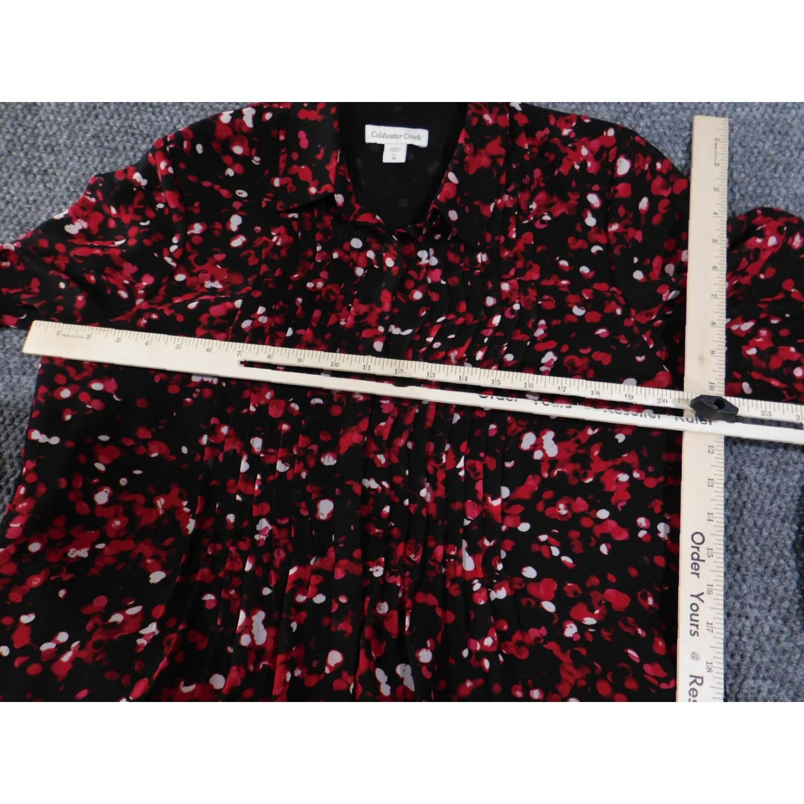 Coldwater Creek Coldwater Creek Shirt Womens Large Black Red Pintuck Button Front Long Sleeve Shirt Size L / US 10 / IT 46 - 7 Thumbnail