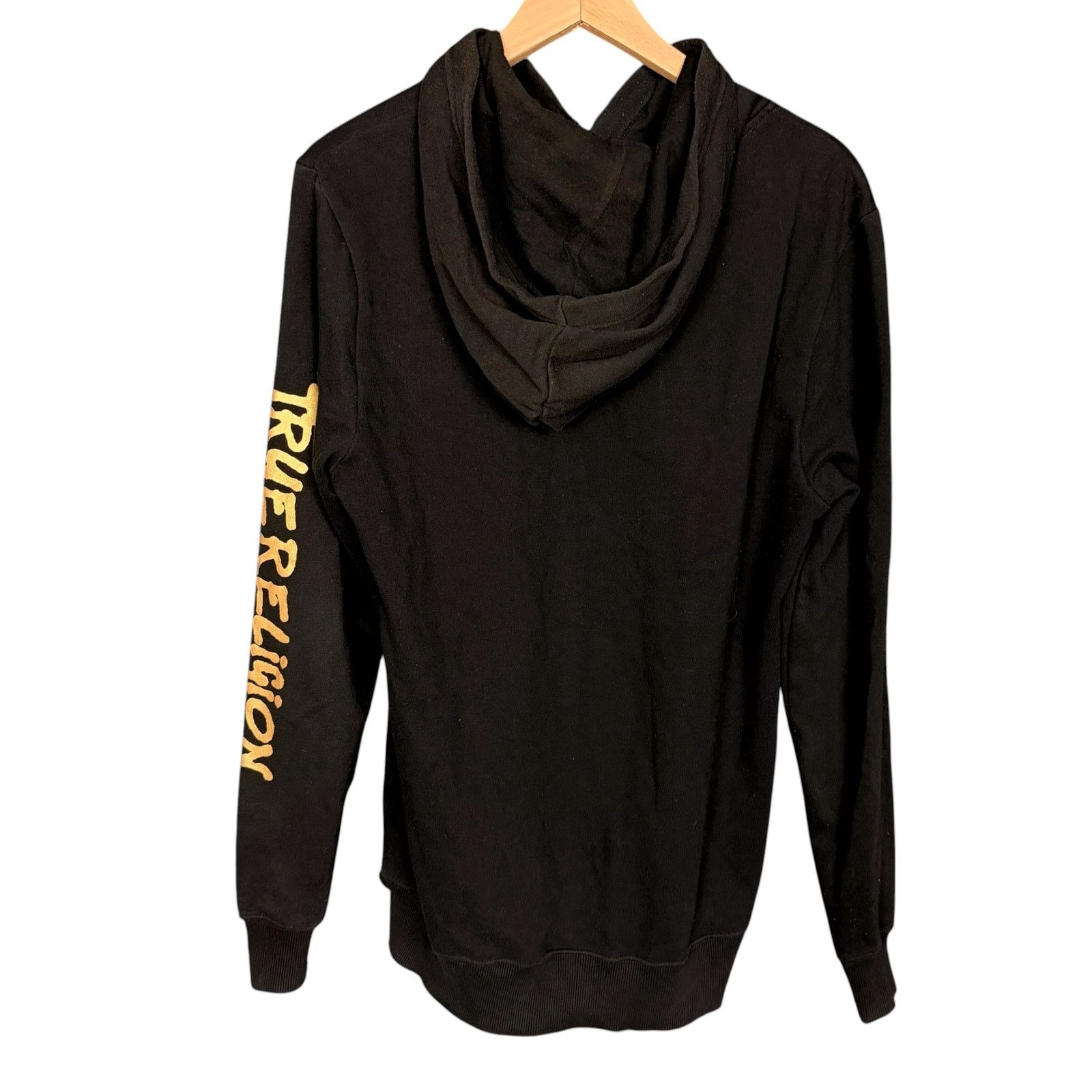 True Religion True Religion Men's M Black Gold Arm Spell Out Logo Hoodie Size US L / EU 52-54 / 3 - 2 Thumbnail