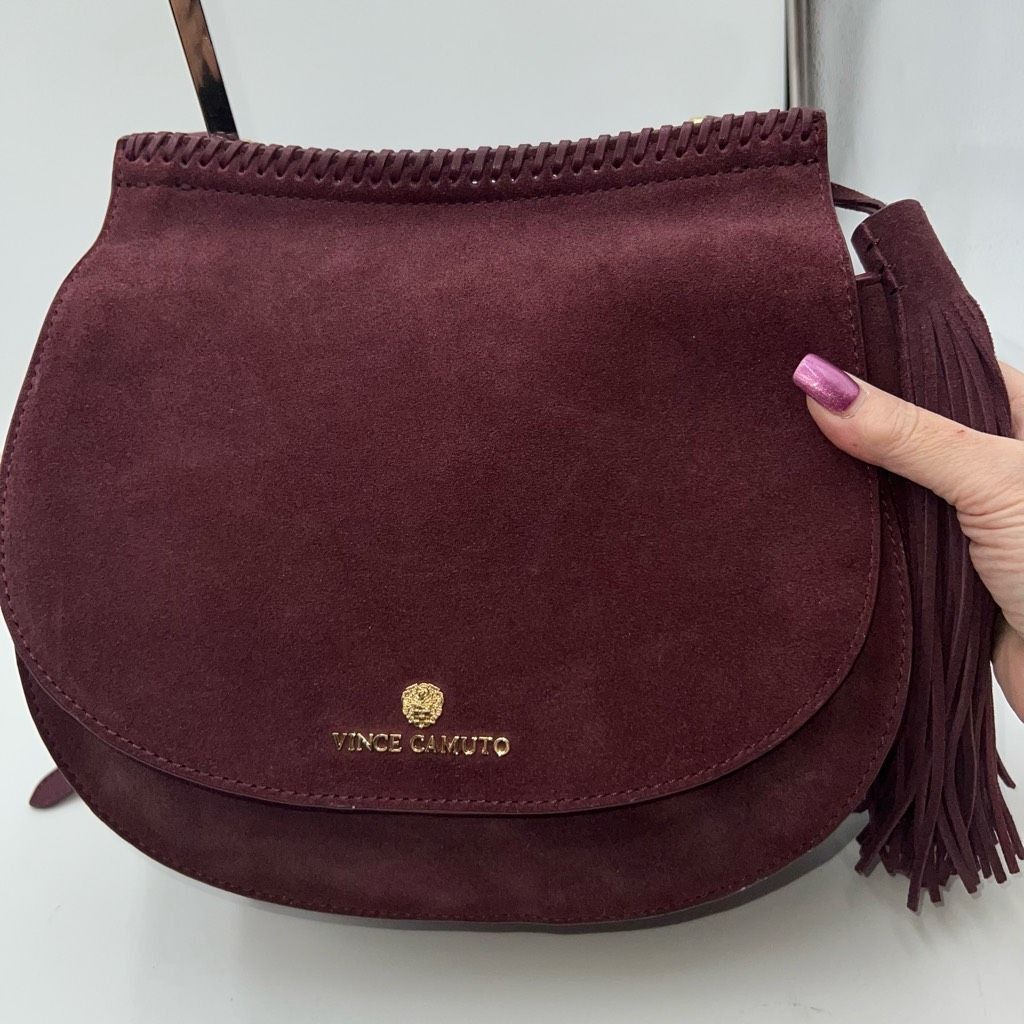 Vince Camuto Vince Camuto Deep Eggplant Purple Suede & Leather Saddle Bag Size ONE SIZE - 2 Thumbnail