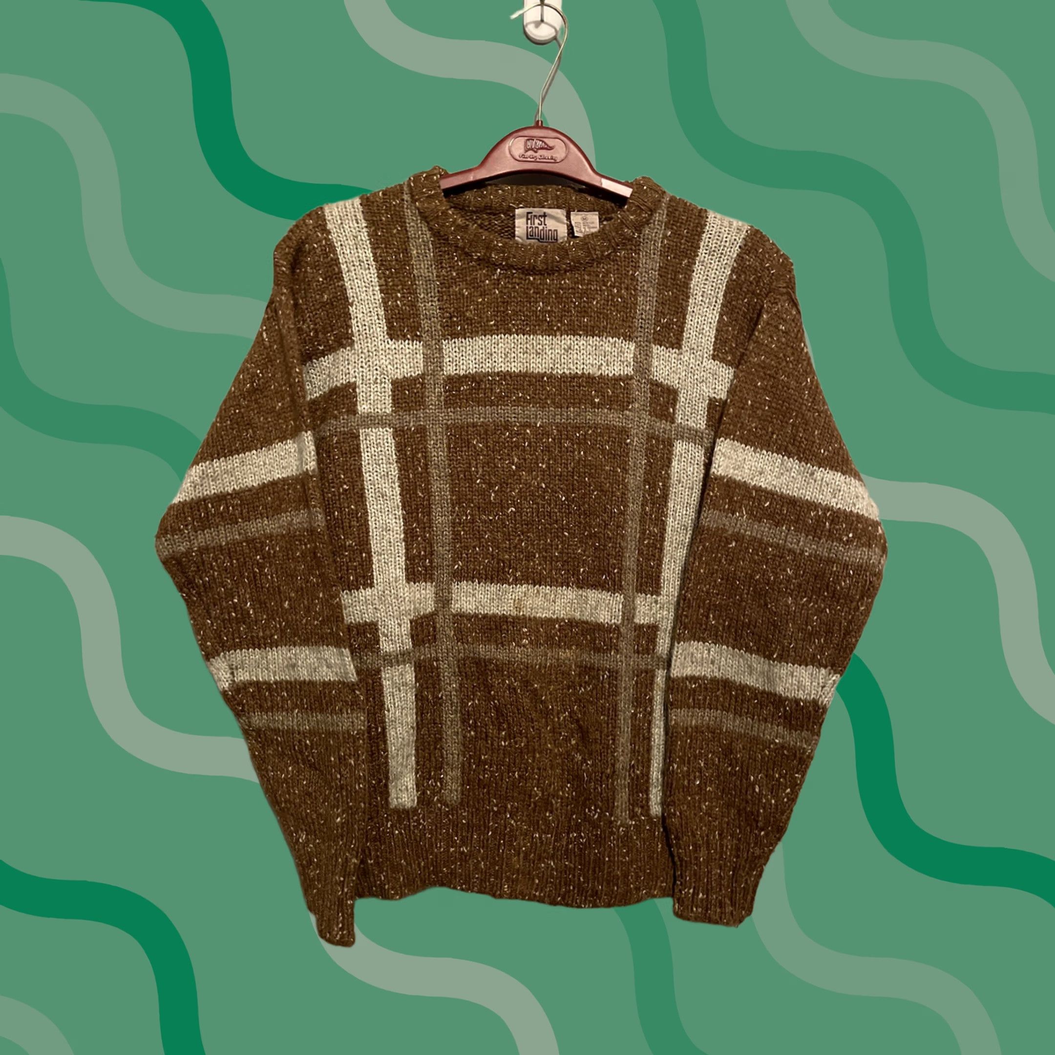 Vintage VINTAGE First Landing Men's Sweater Pullover 90s Lightweight Breathable Size M Brown Mens Size US M / EU 48-50 / 2 - 1 Thumbnail